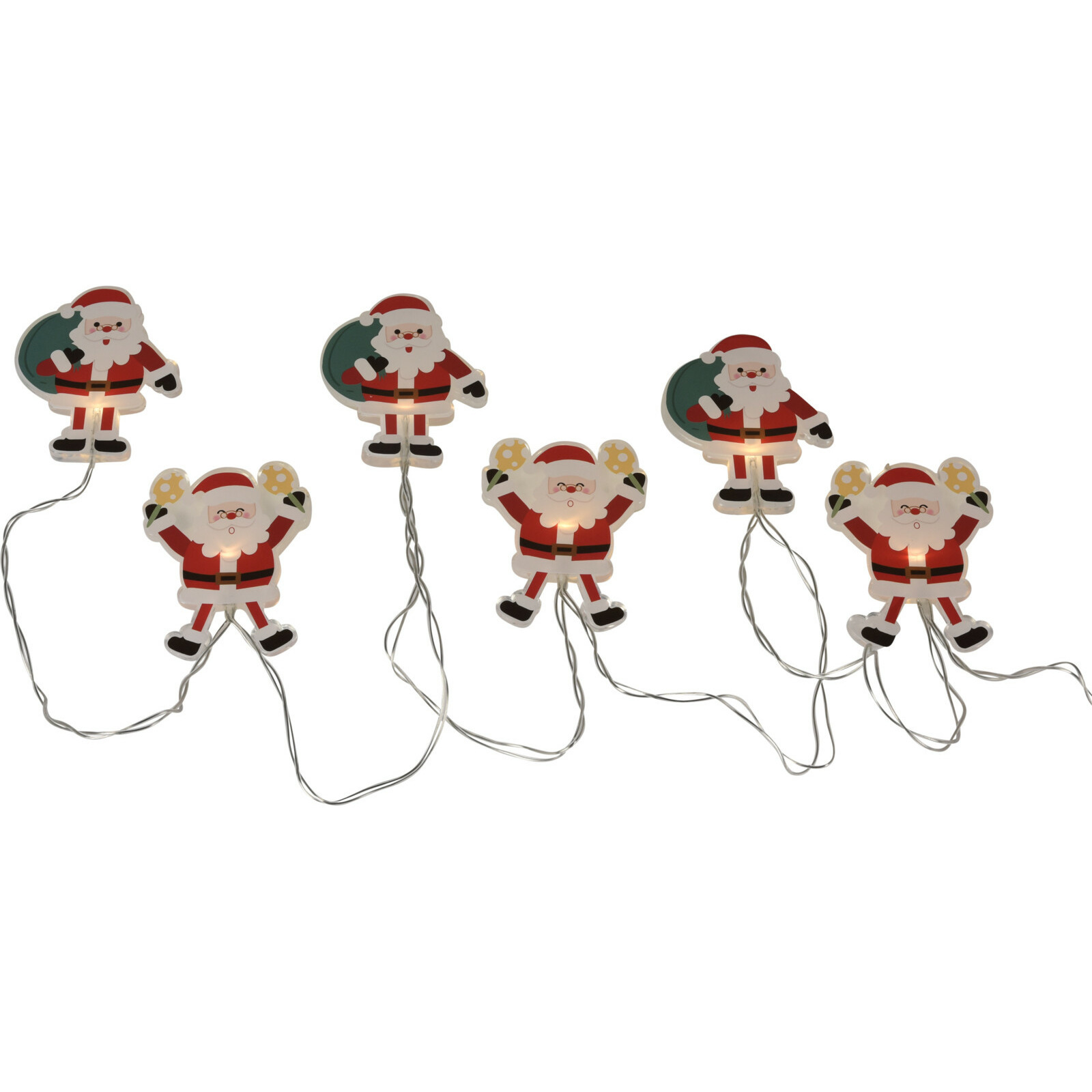 Raamstickers lichtsnoer kerstmannen - LED lampjes - op batterij -