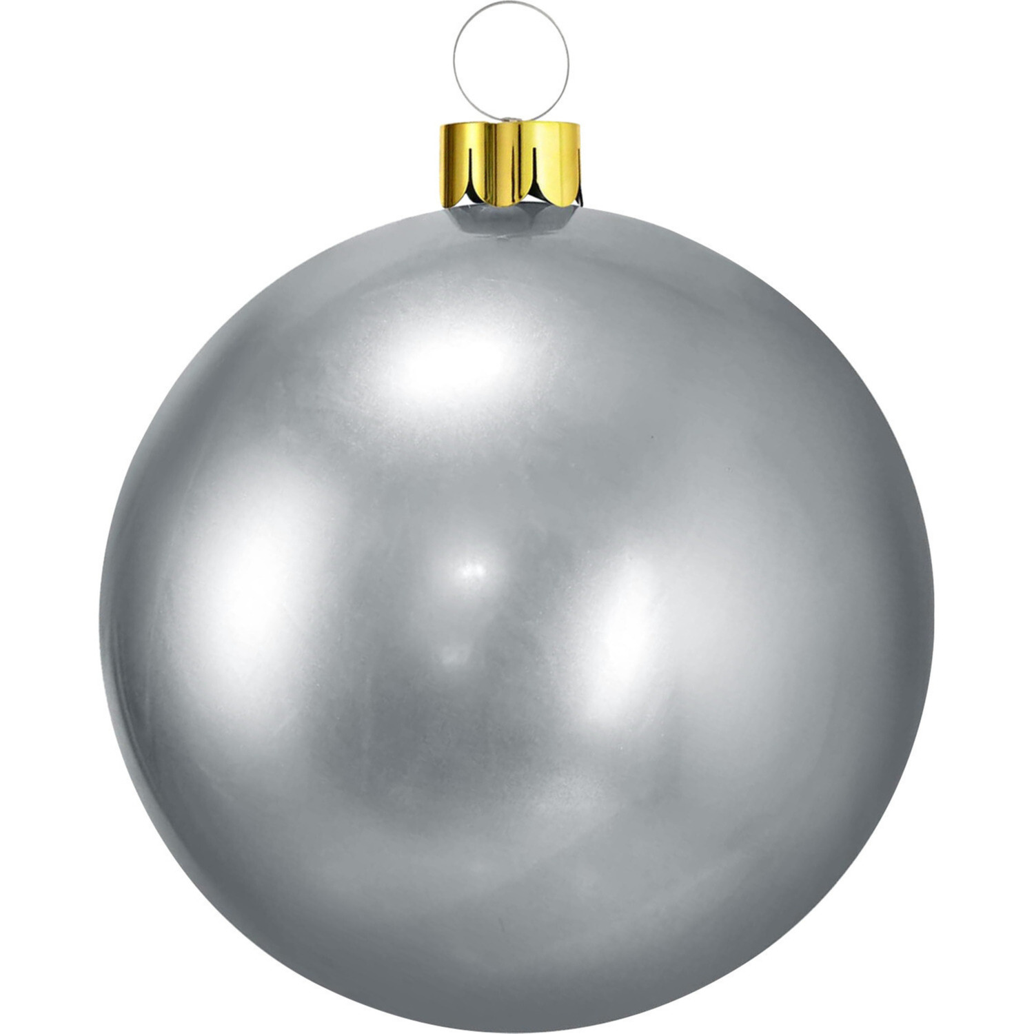 Mega grote decoratie kerstbal - 65 cm - zilver - opblaasbaar -