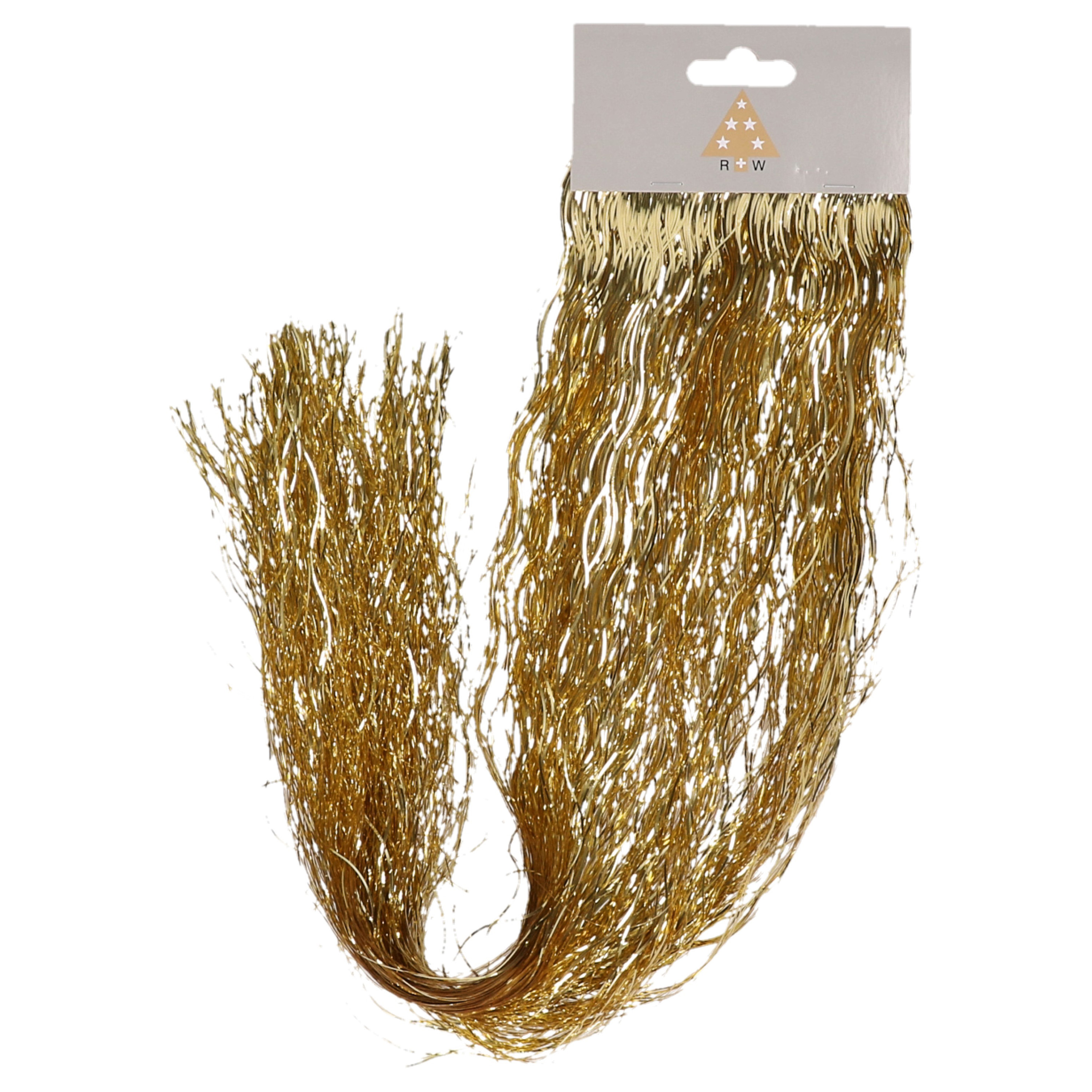 Engelenhaar/lametta slierten - golf - goud - 50 cm - folie - kerstboomversiering -