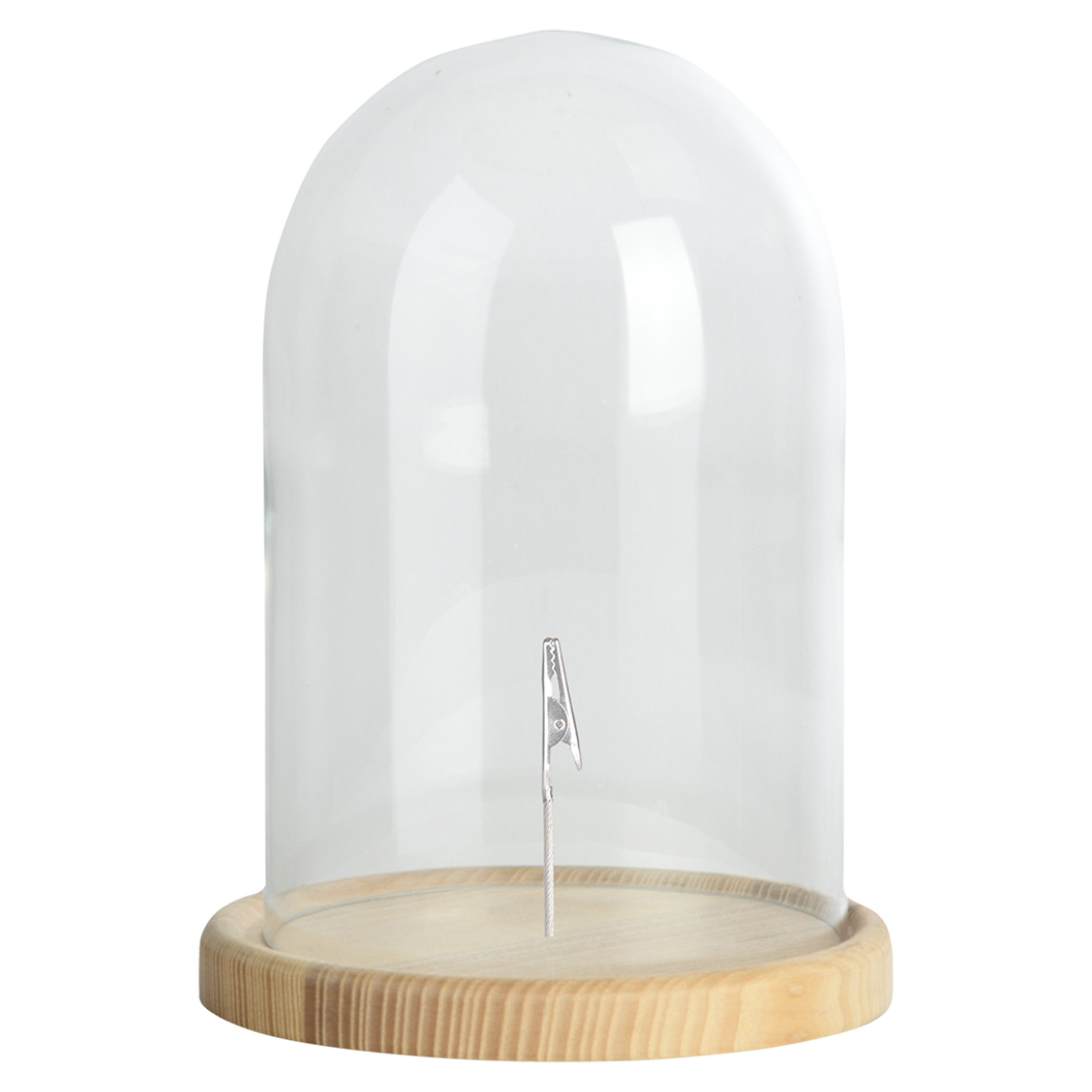 Decoratie stolp - glas - houten bruin plateau - D15,5 x H25 cm -