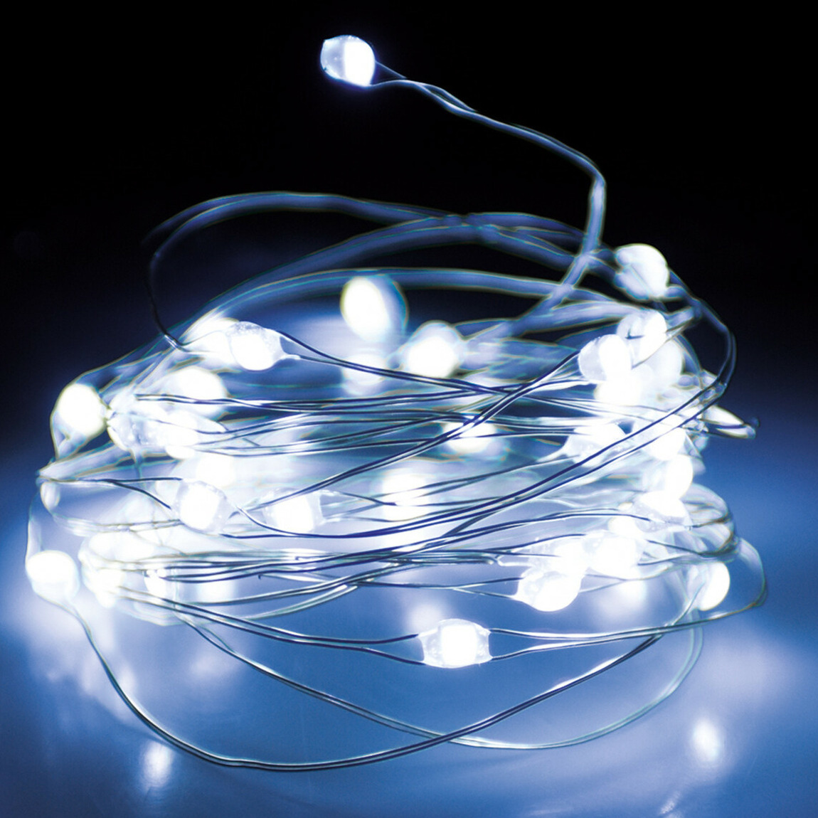 Draadverlichting - 2x st- zilver- 132 led lampjes - helder wit - batterij - 200 cm -