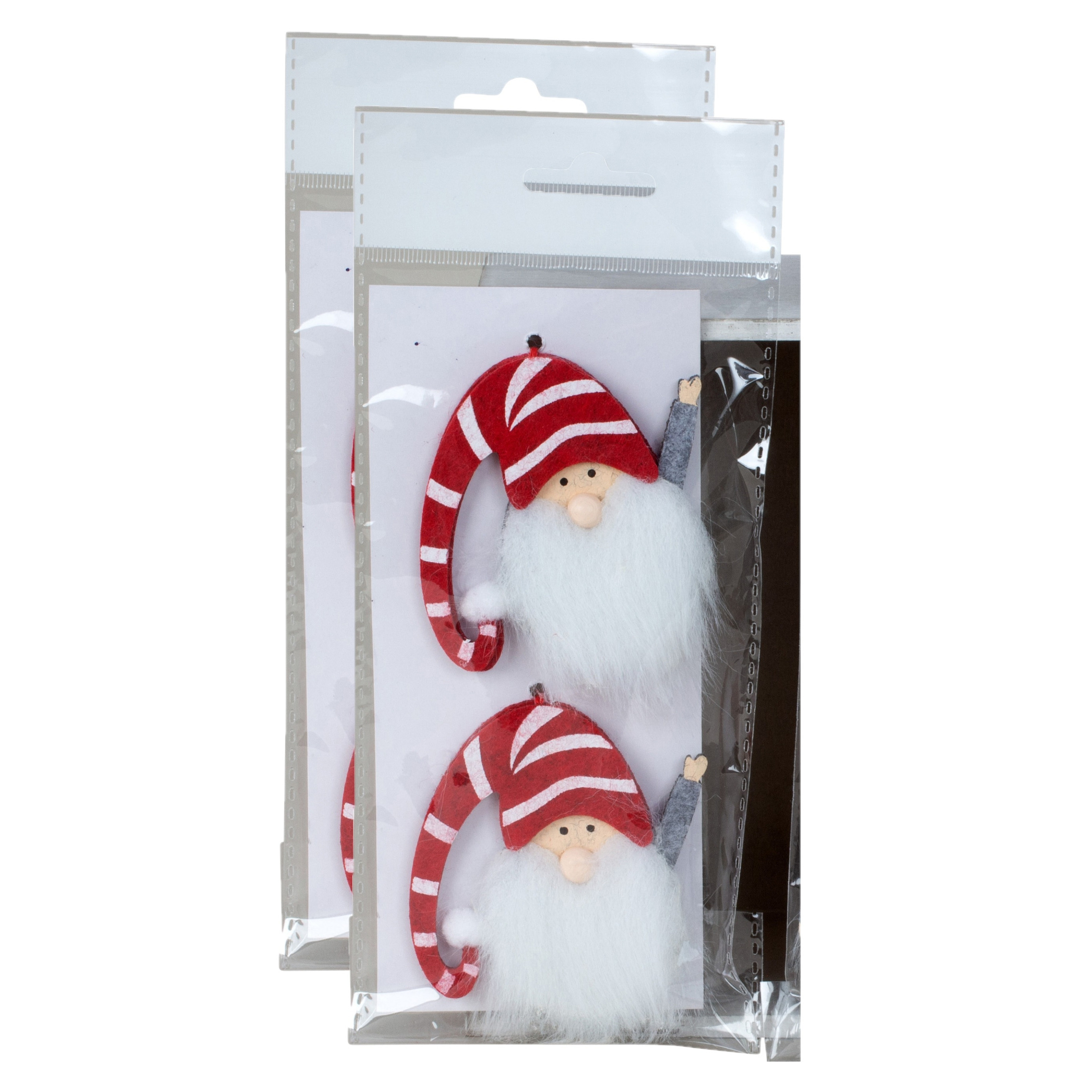 Kersthangers - gnomes/kabouters - 4x st- gestreepte muts - vilt -7 cm -