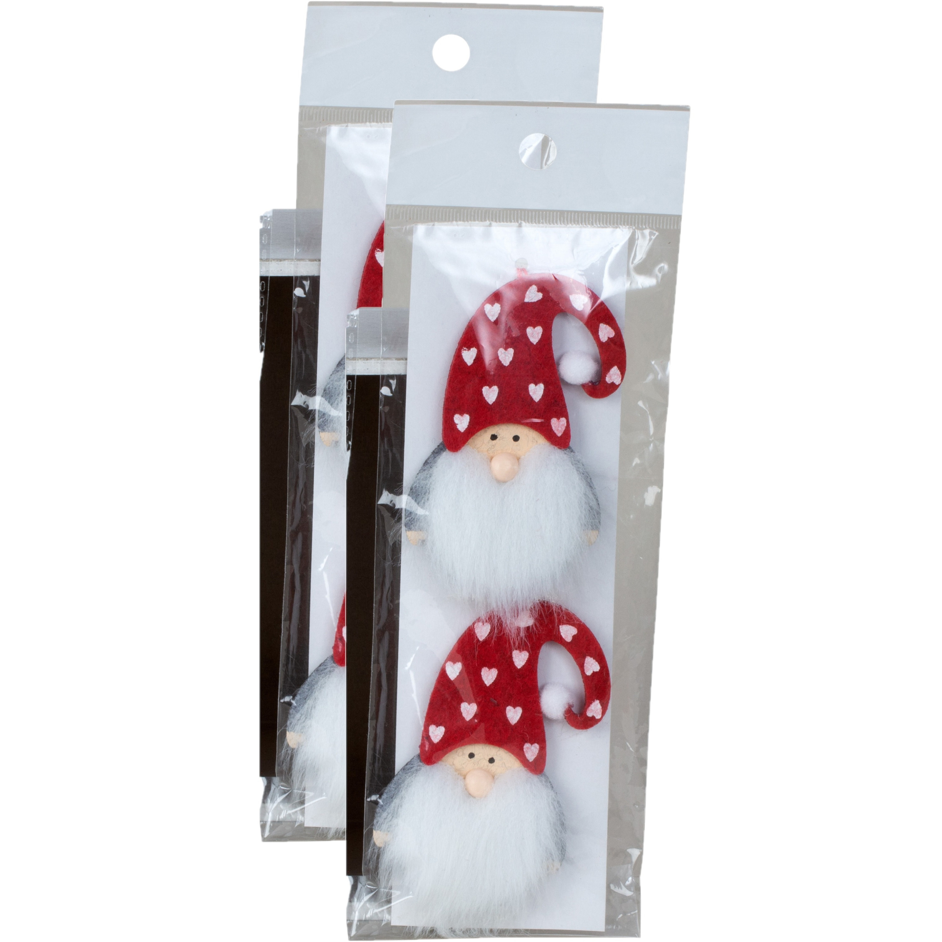 Kersthangers - gnomes/kabouters - 4x st- hartjes muts - vilt -7 cm -