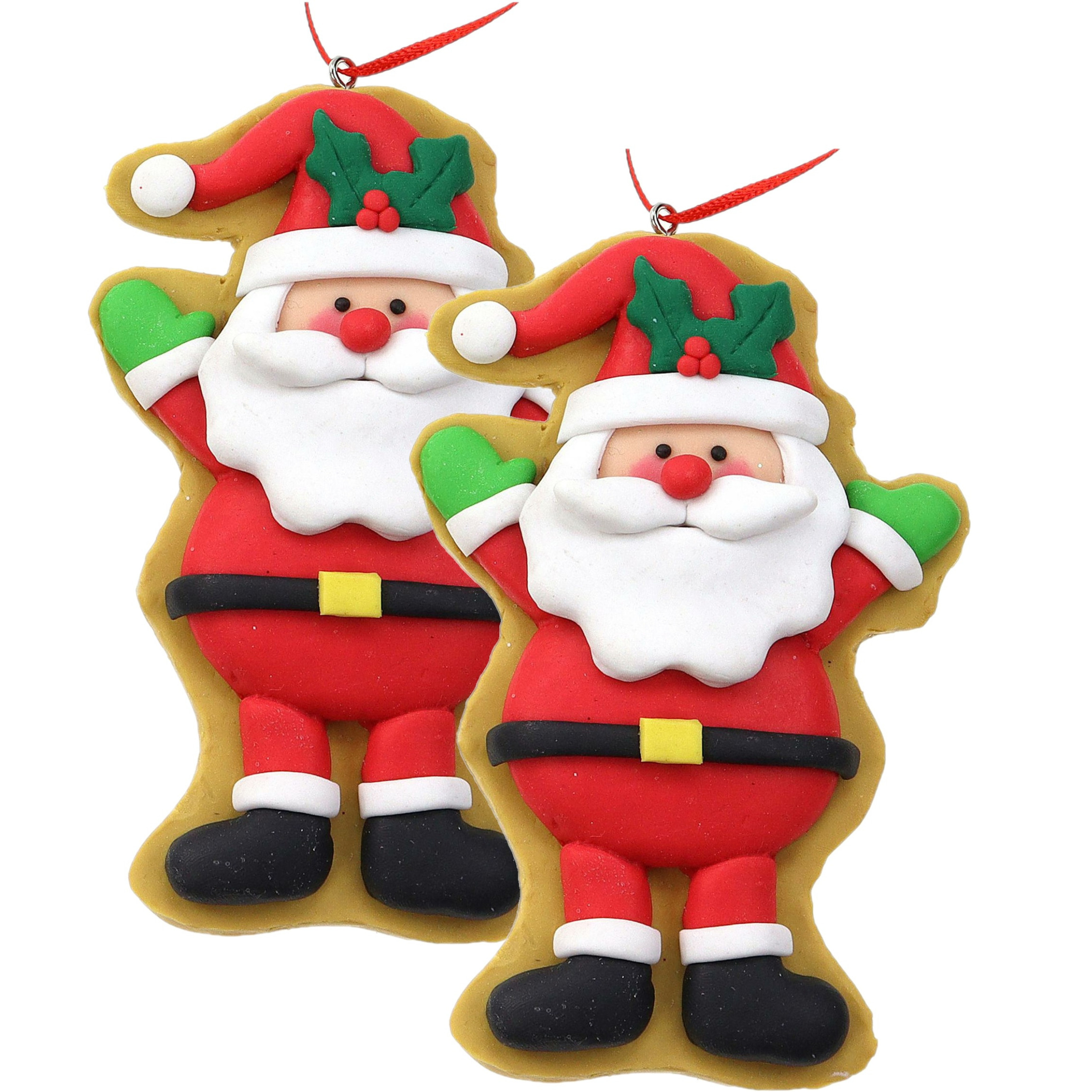 Kersthanger/kerstornament - 2x st -kerstman -2x st- kunststof - 11 cm -