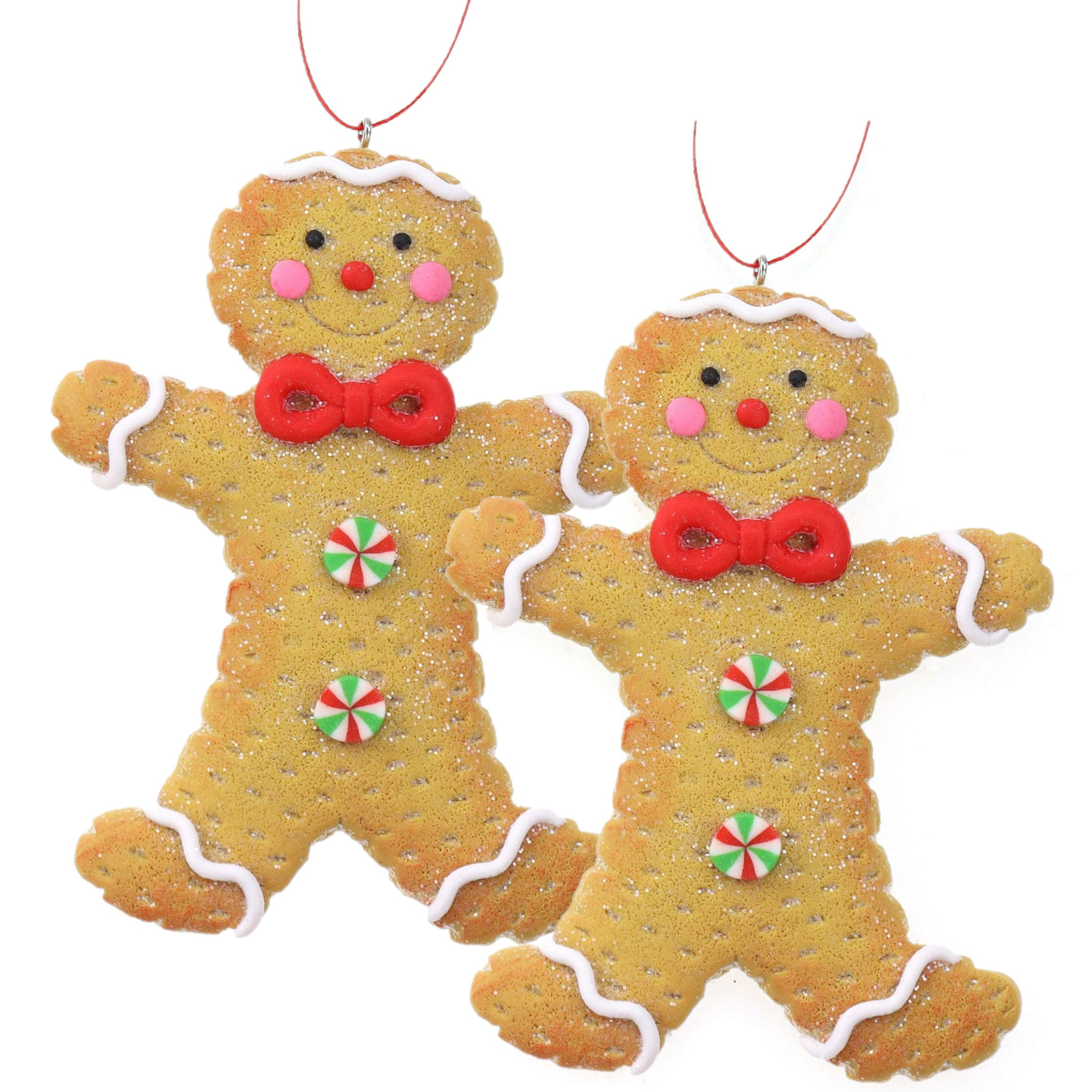 Kersthanger/ornament -gingerbread peperkoek mannetje -2x st- kunststof - 11 cm -