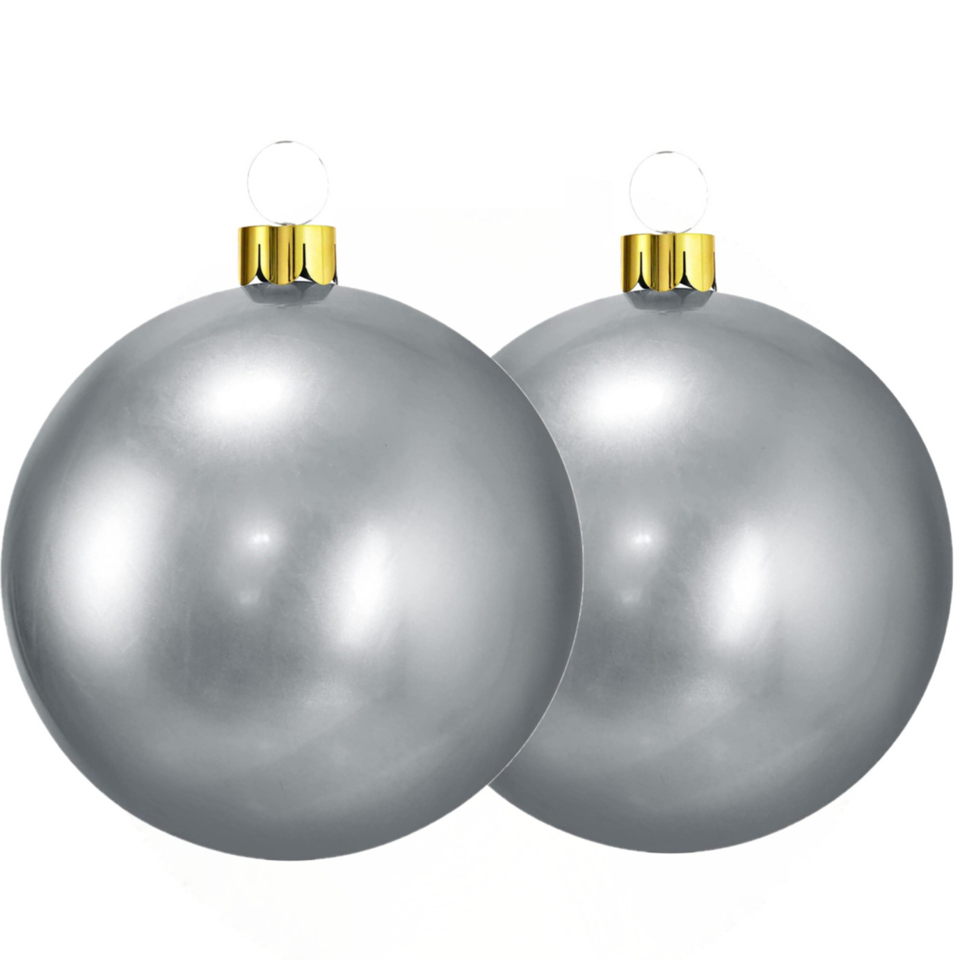 Mega grote decoratie kerstballen - 2x st - 45 cm - zilver - opblaasbaar -