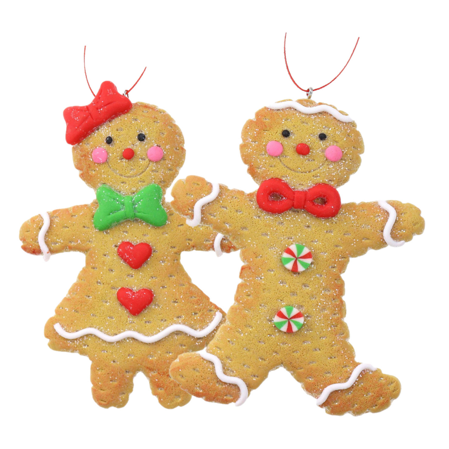 Kersthangers/ornamenten - 2x st-gingerbread peperkoeken - kunststof - 11 cm -