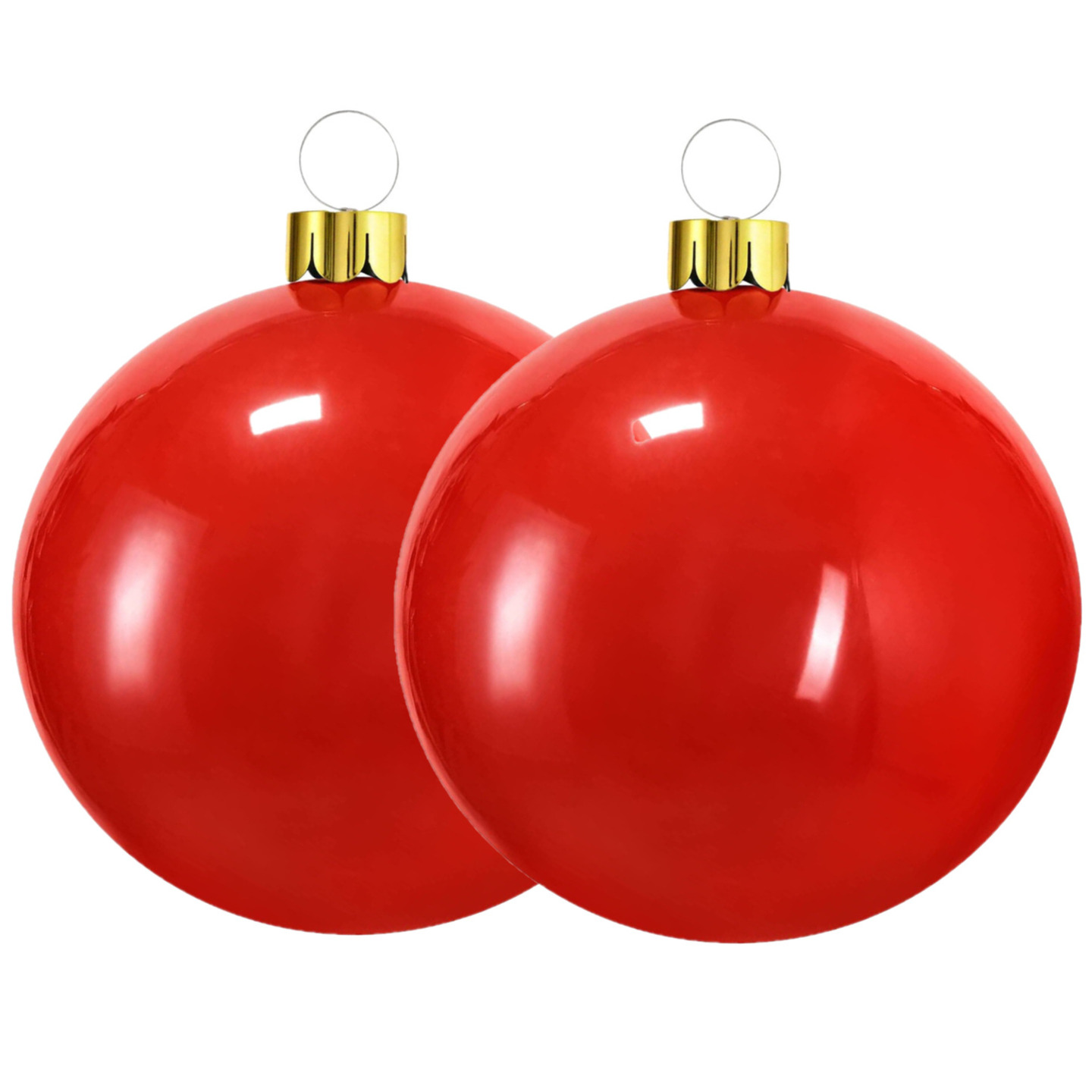 Mega grote decoratie kerstballen - 2x st- 45 cm - rood - opblaasbaar -