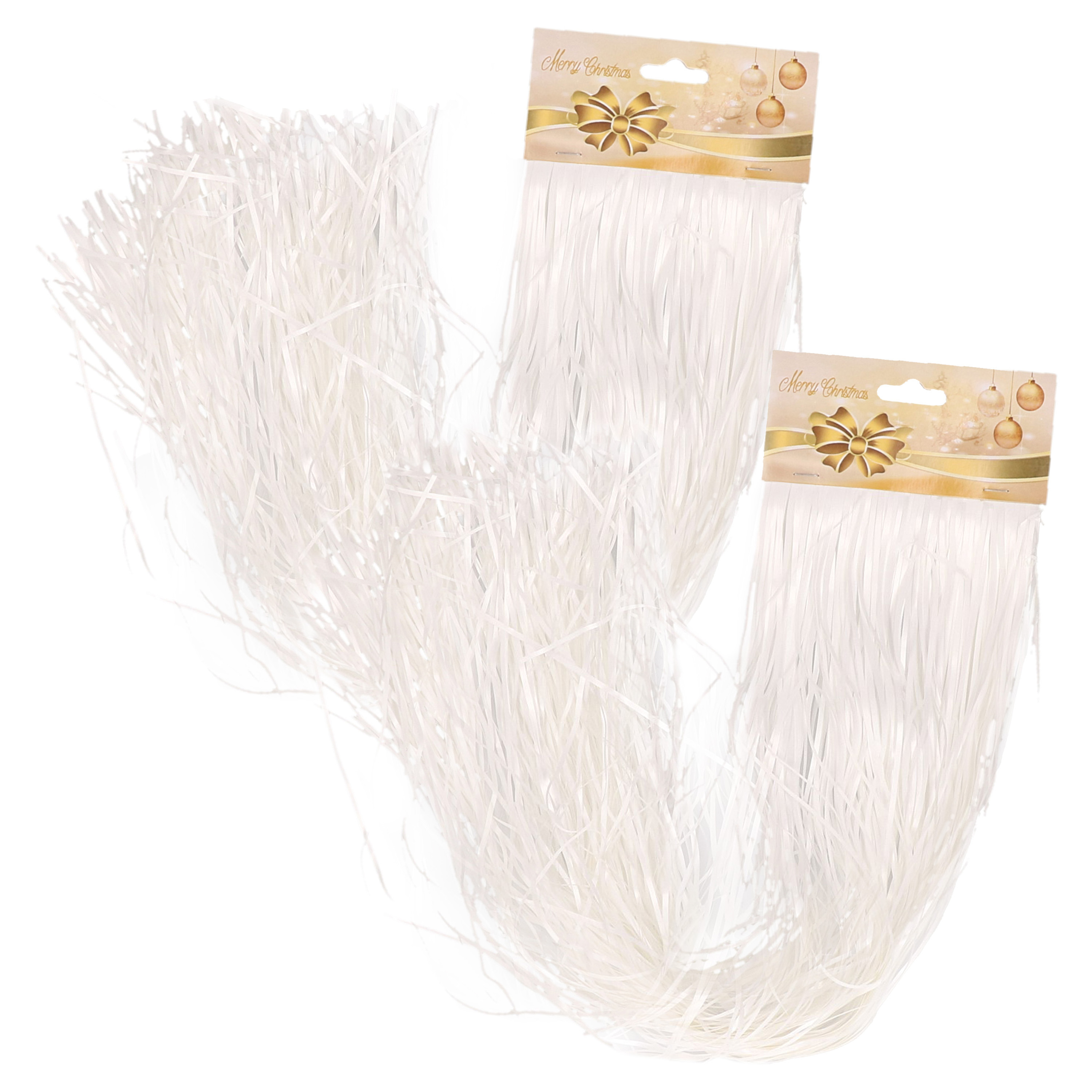 Engelenhaar/lametta slierten - 2x 50 cm - wit- folie - kerstboomversiering -