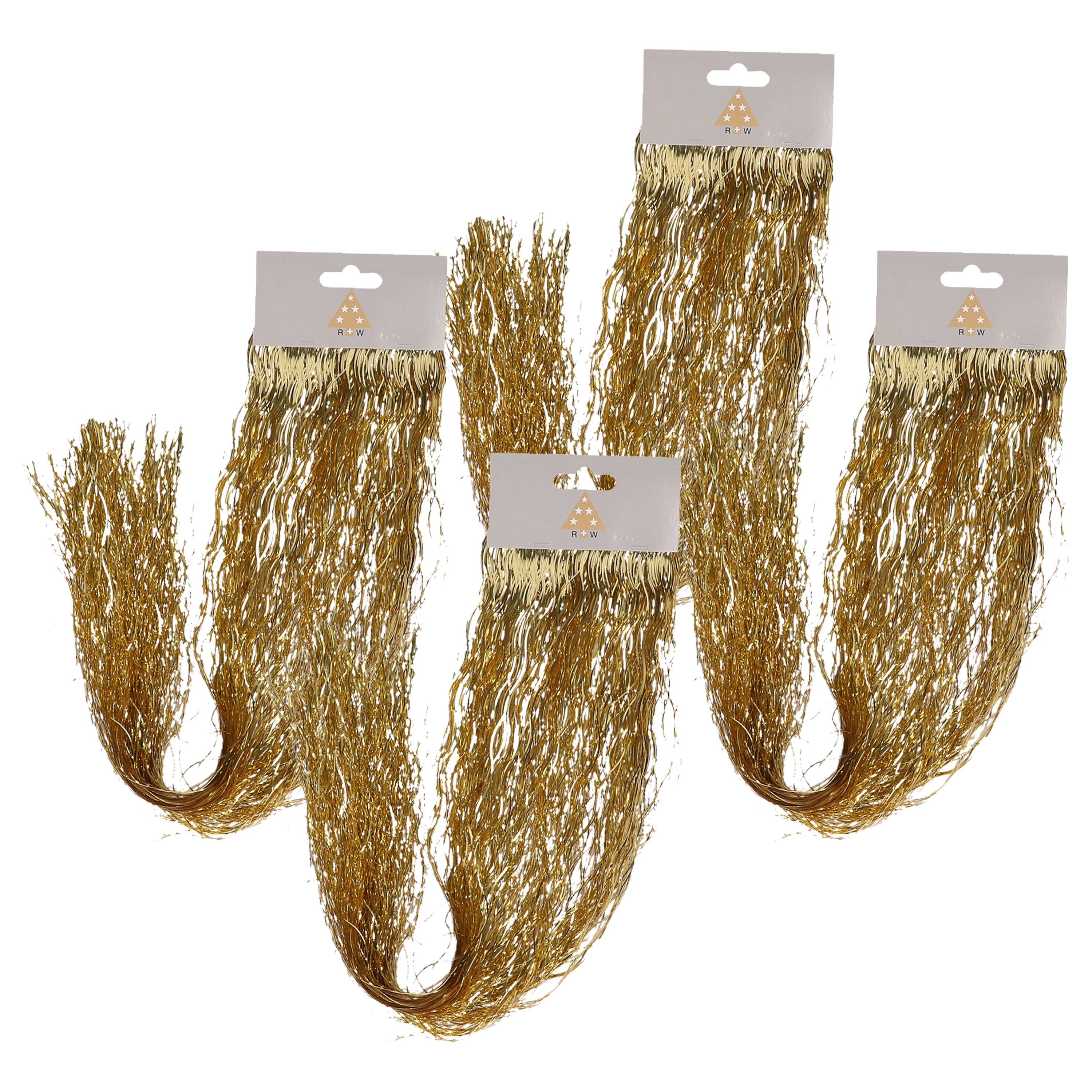Engelenhaar/lametta slierten - 4x 50 cm - golf - goud - folie - kerstboomversiering -