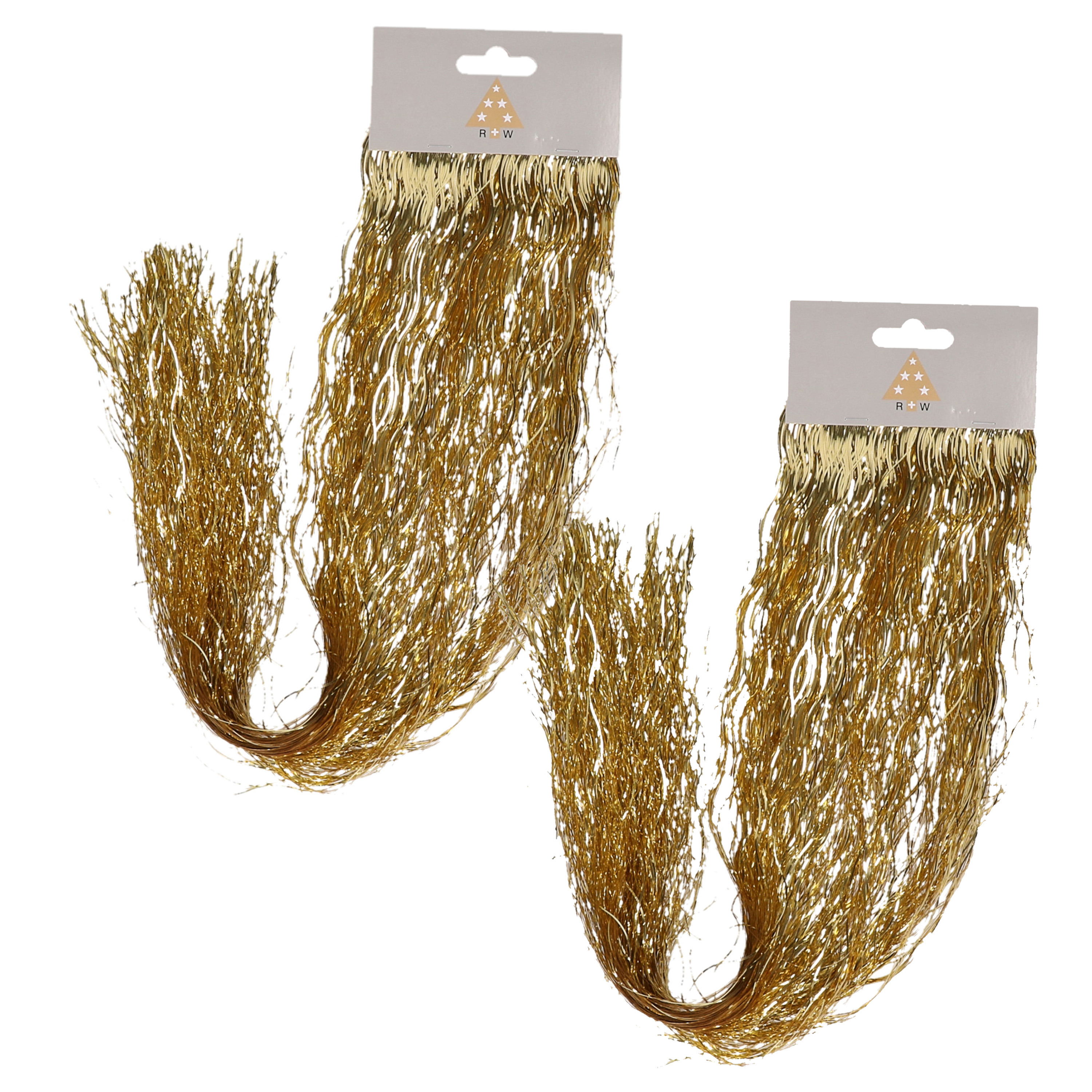 Engelenhaar/lametta slierten - 2x 50 cm - golf - goud - folie - kerstboomversiering -