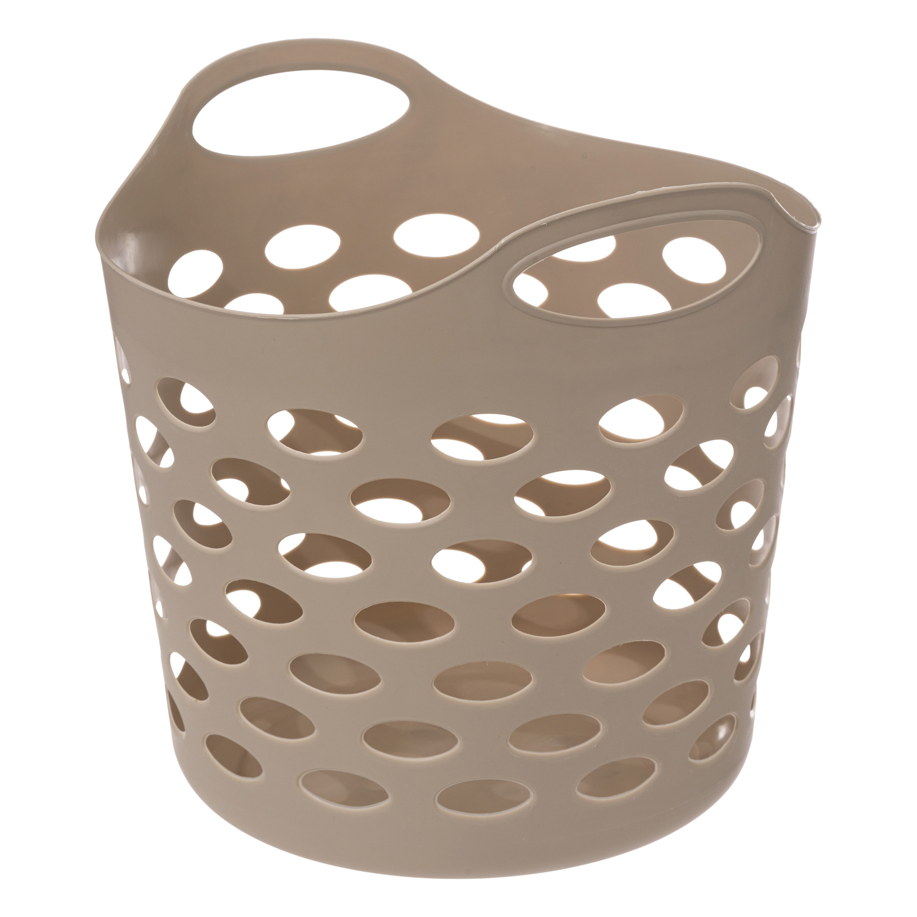 Flexibele wasmand/opbergmand - rond - beige - 28 liter - D39 x H54 cm -
