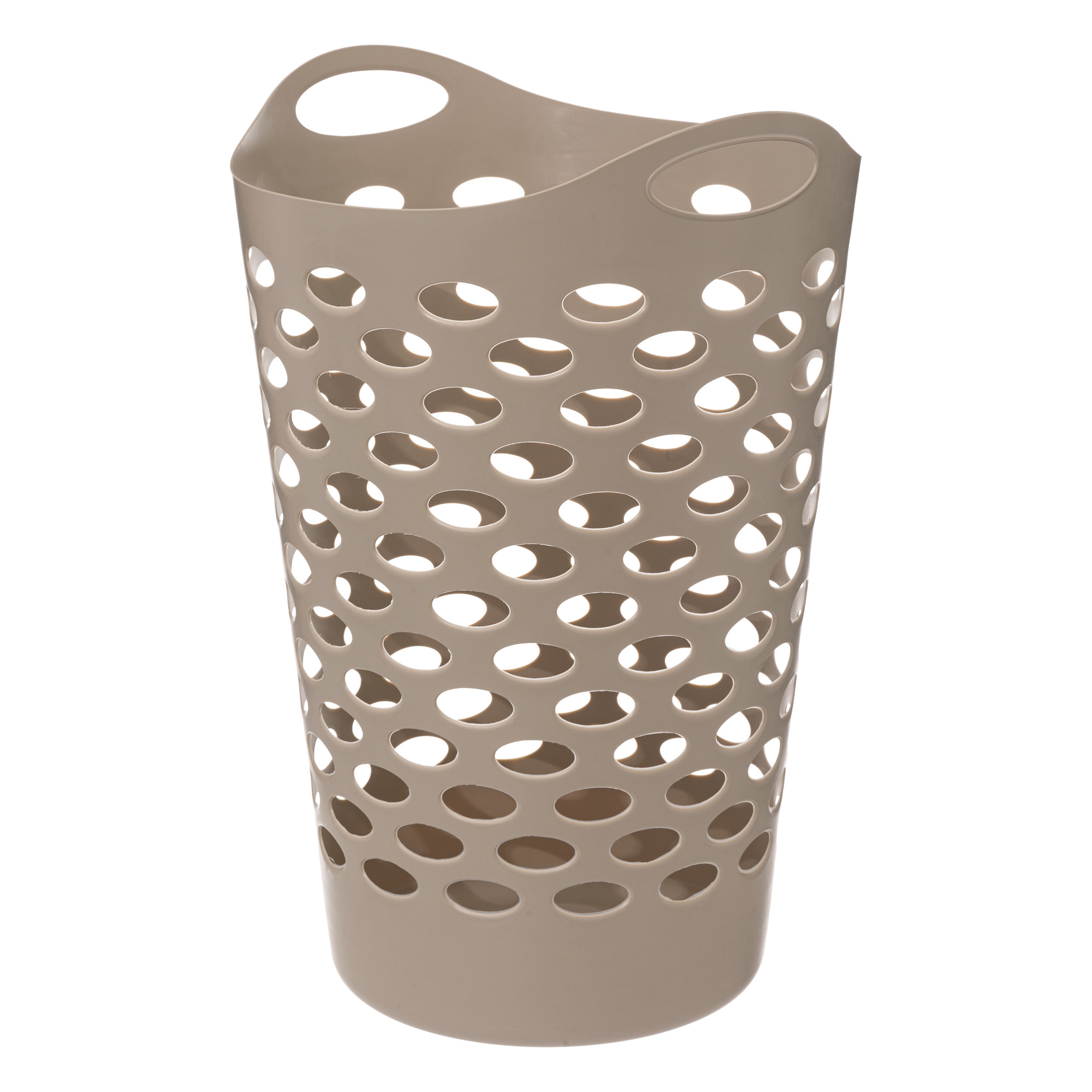 Flexibele wasmand/opbergmand - rond - beige - 60 liter - D41 x H66 cm -