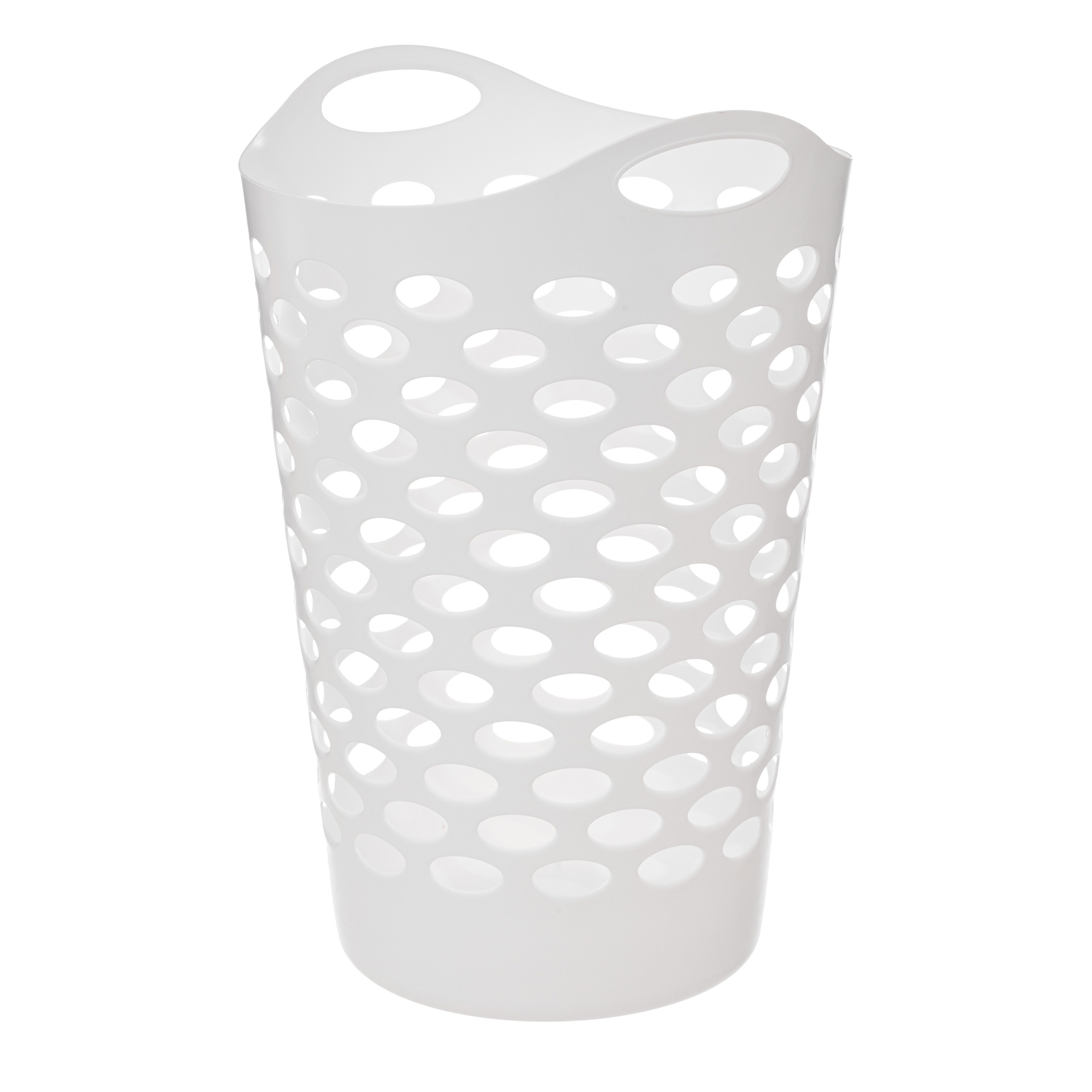 Flexibele wasmand/opbergmand - rond - wit - 75 liter - D41 x H66 cm -