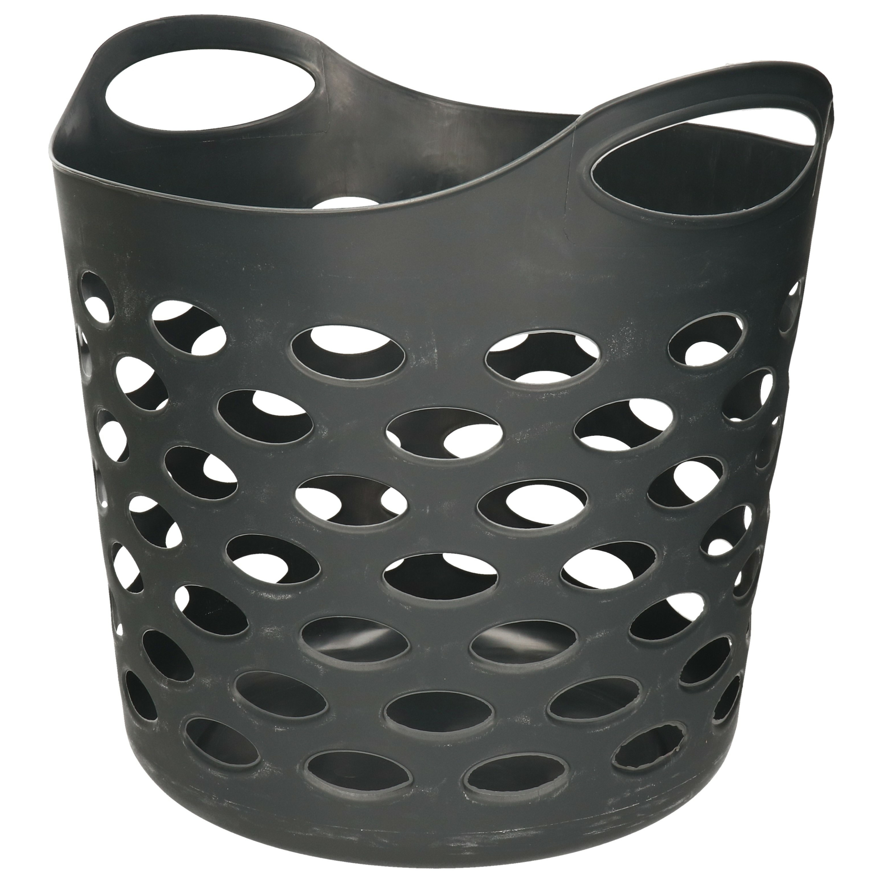 Flexibele wasmand/opbergmand - rond - donkergrijs - 28 liter - D38 x H38 cm -