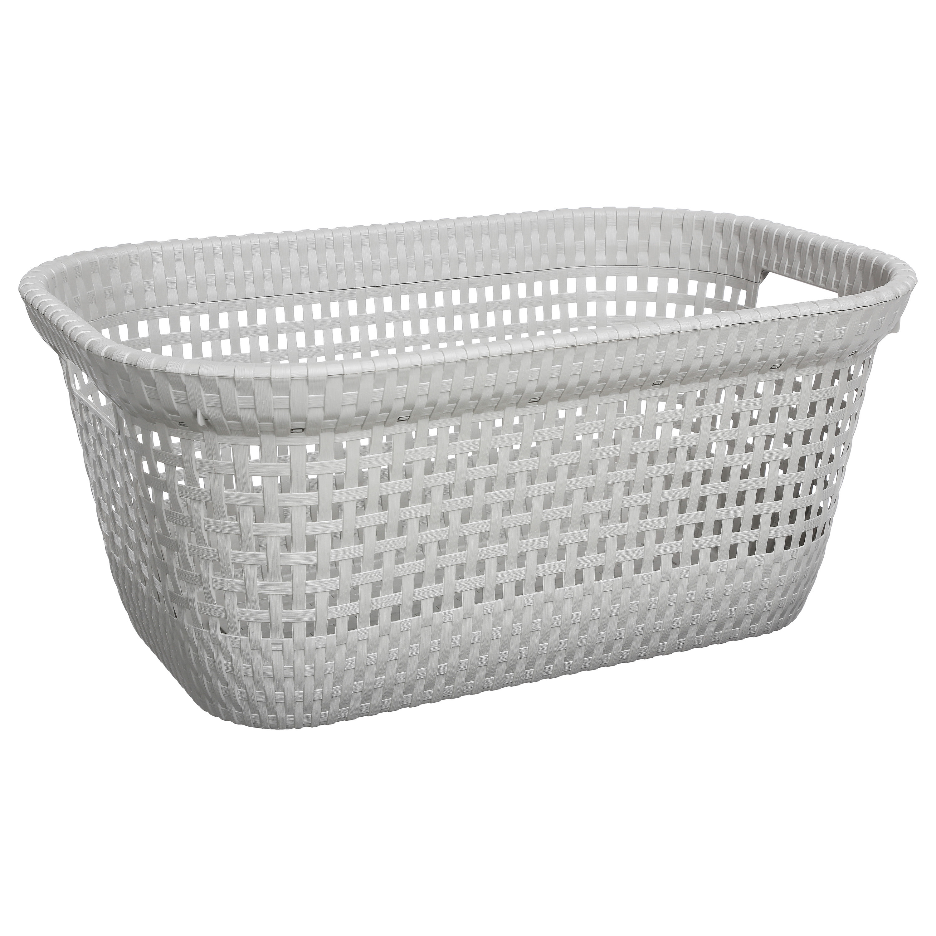 Wasmand van rotan gevlochten - beige - kunststof - 45 liter - 59 x 38 x 26 cm -