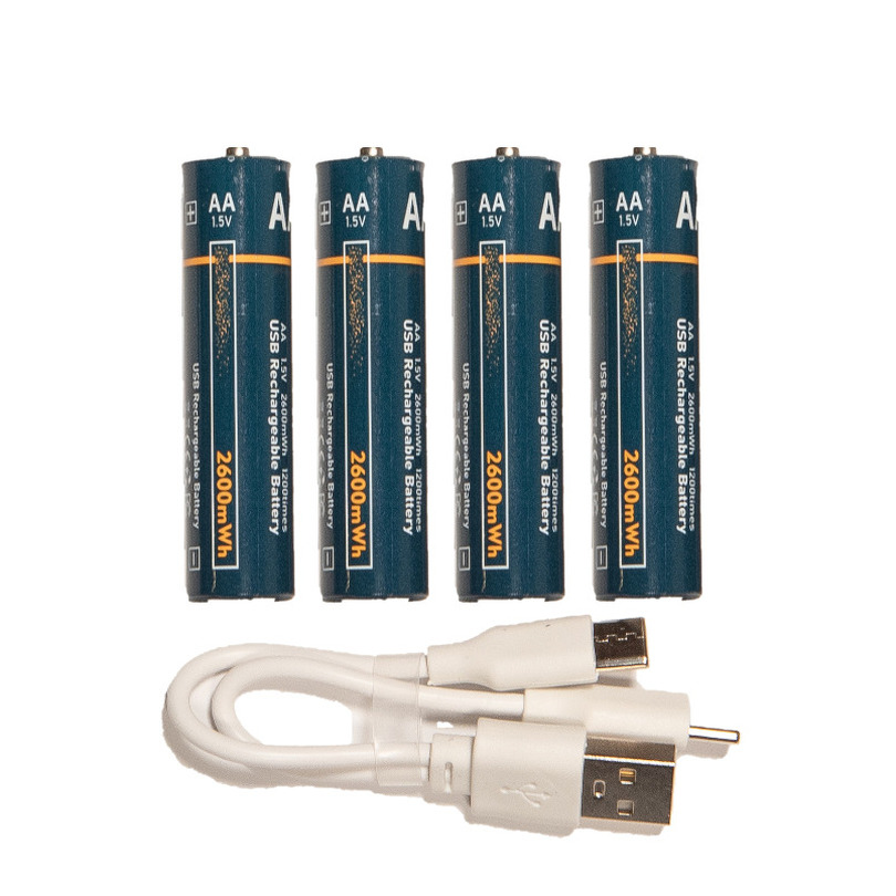 Oplaadbare batterijen - AA penlite - 4x stuks - met USB kabel -