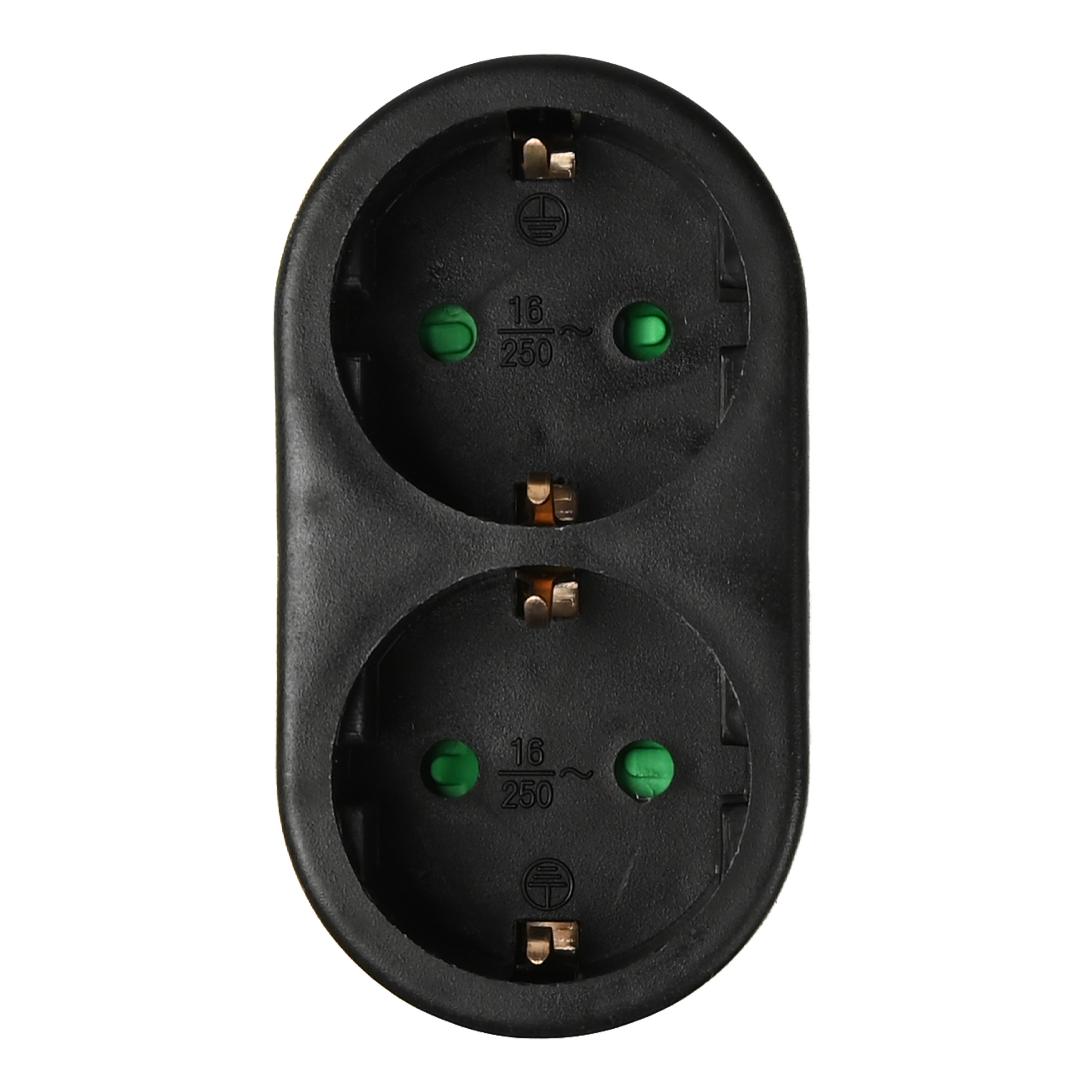 Stopcontact splitter - duo - zwart - randaarde - verticaal - verdeelstekkers -