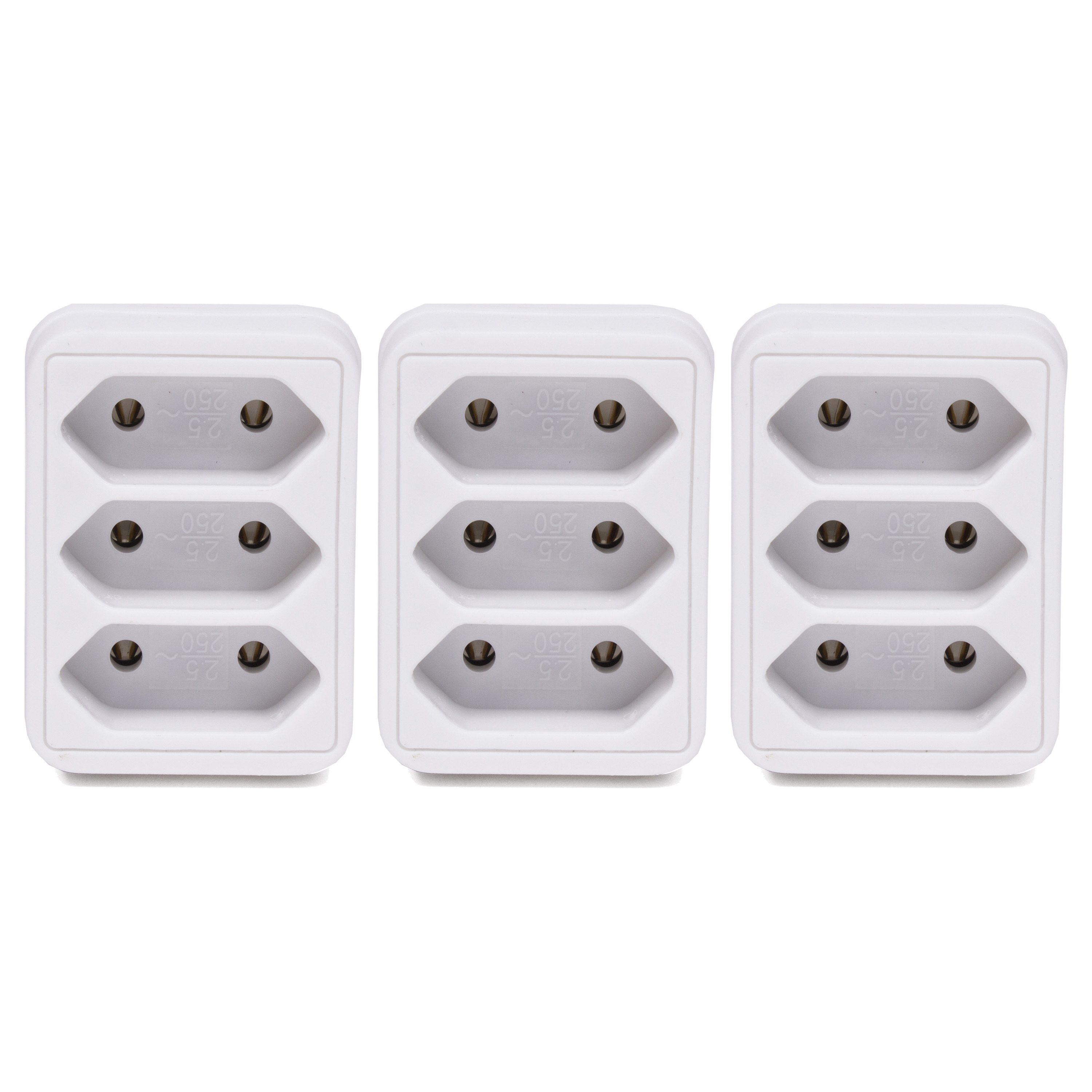 Stopcontact splitter - 3x - triple - wit - voor 3 platte stekkers - verdeelstekkers -