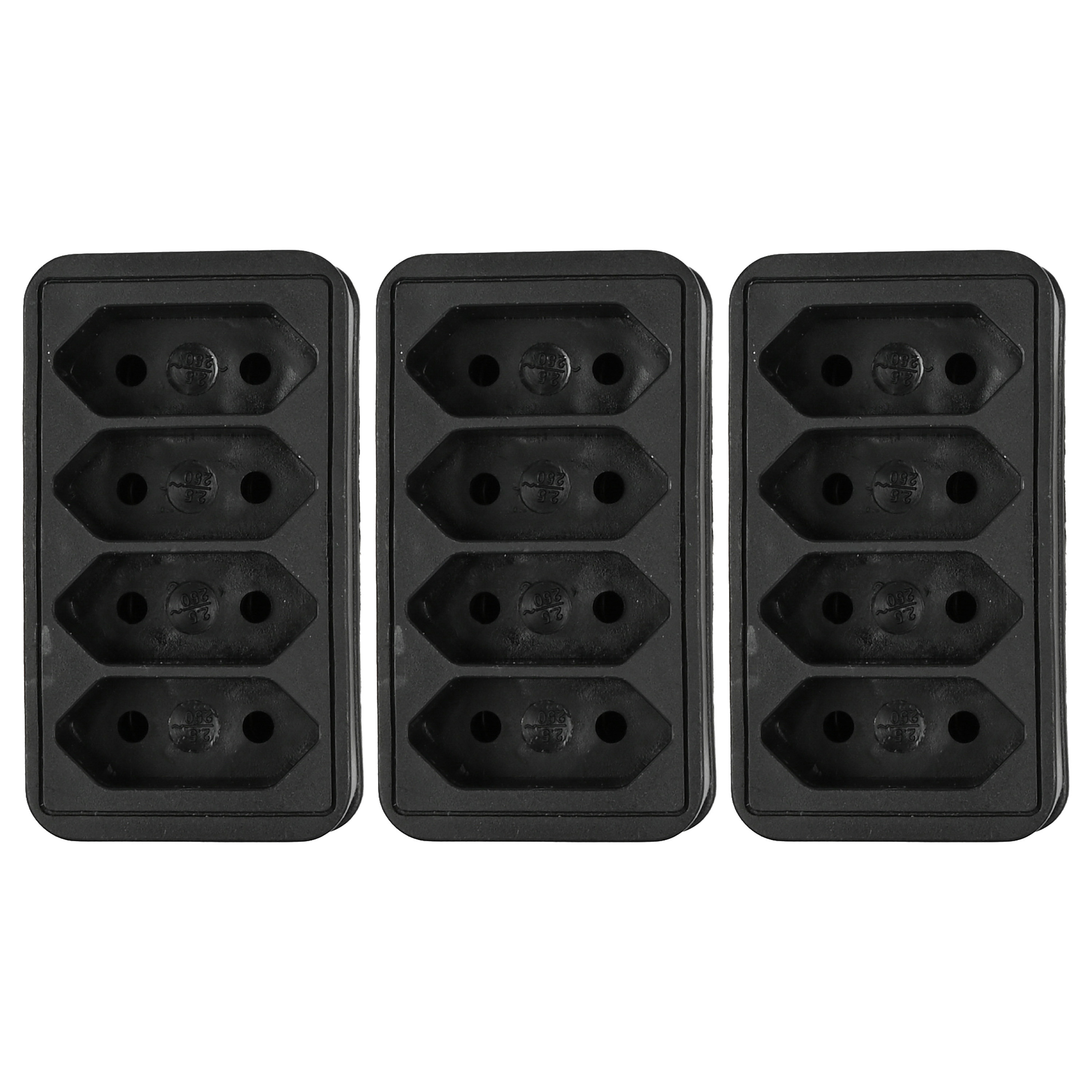 Stopcontact splitter - 3x - quattro - zwart - voor 4 platte stekkers - verdeelstekkers -