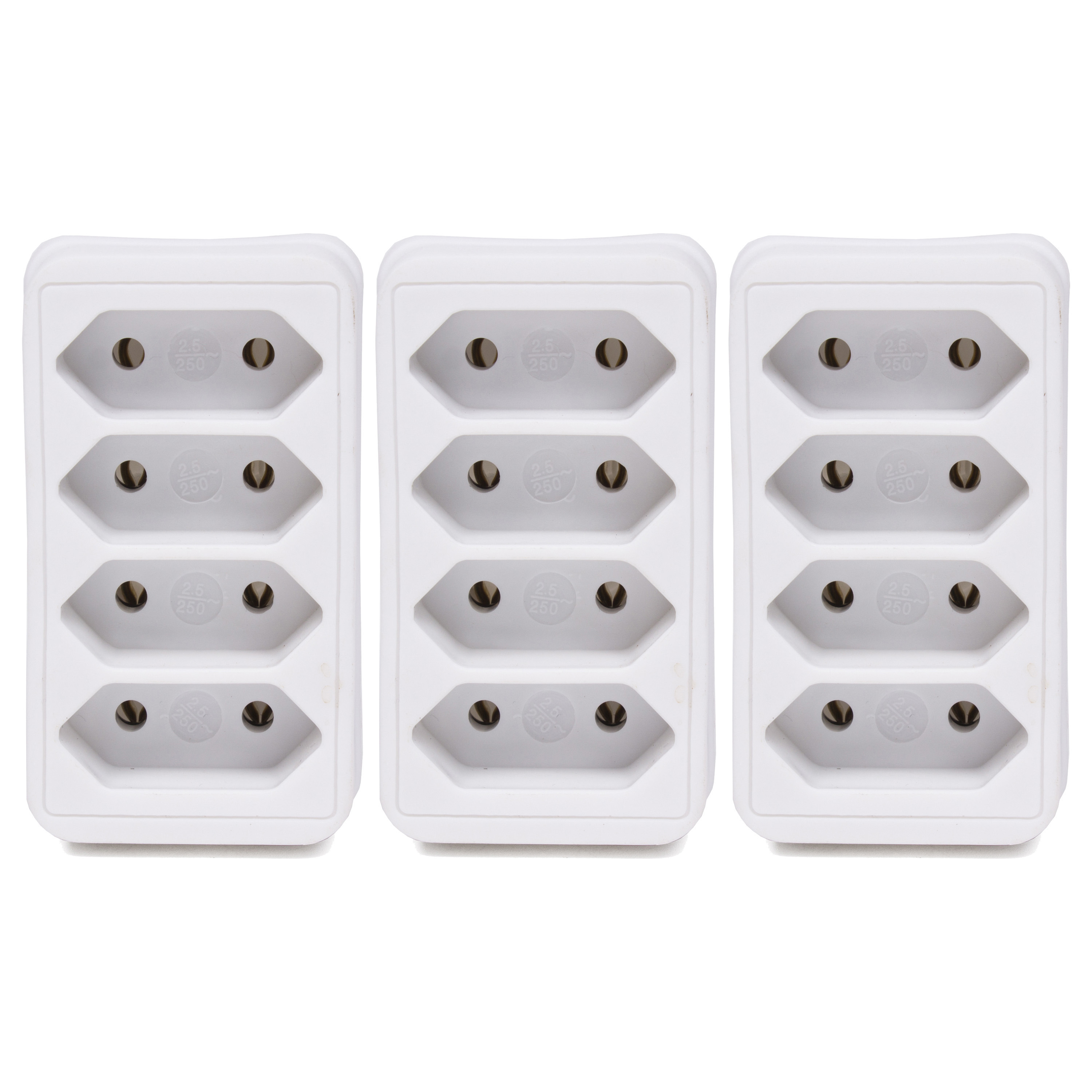 Stopcontact splitter - 3x - quattro - wit - voor 4 platte stekkers - verdeelstekkers -