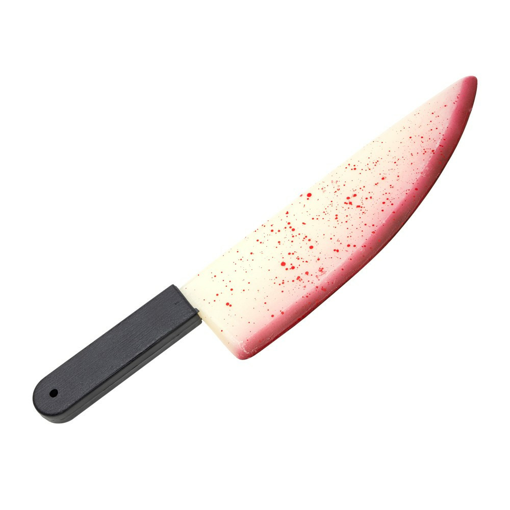 Horror keukenmes/slagersmes - glow in the dark - met nep bloed - 50 cm -