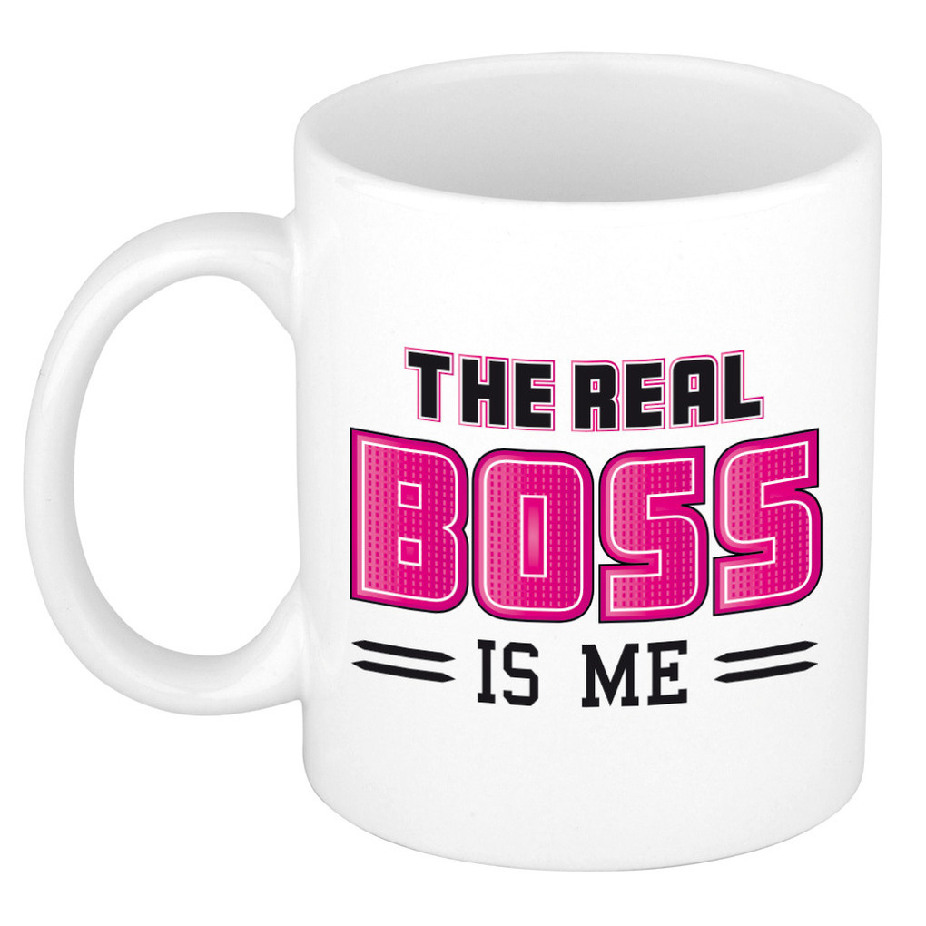 Cadeau mok voor je baas - roze - grappig - keramiek - 300 ml - boss -