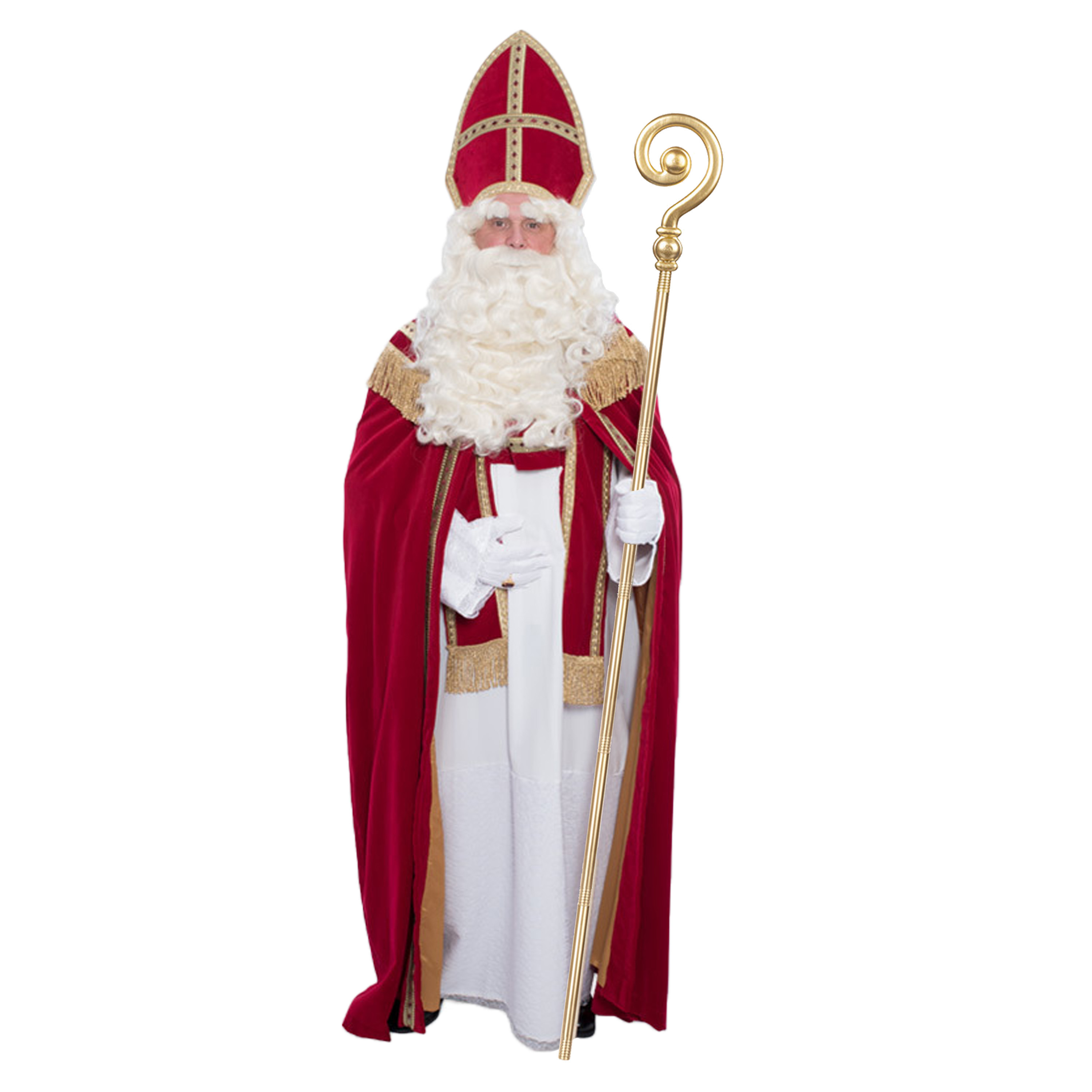 Sinterklaas kostuum - inclusief gouden staf 185 cm One size -