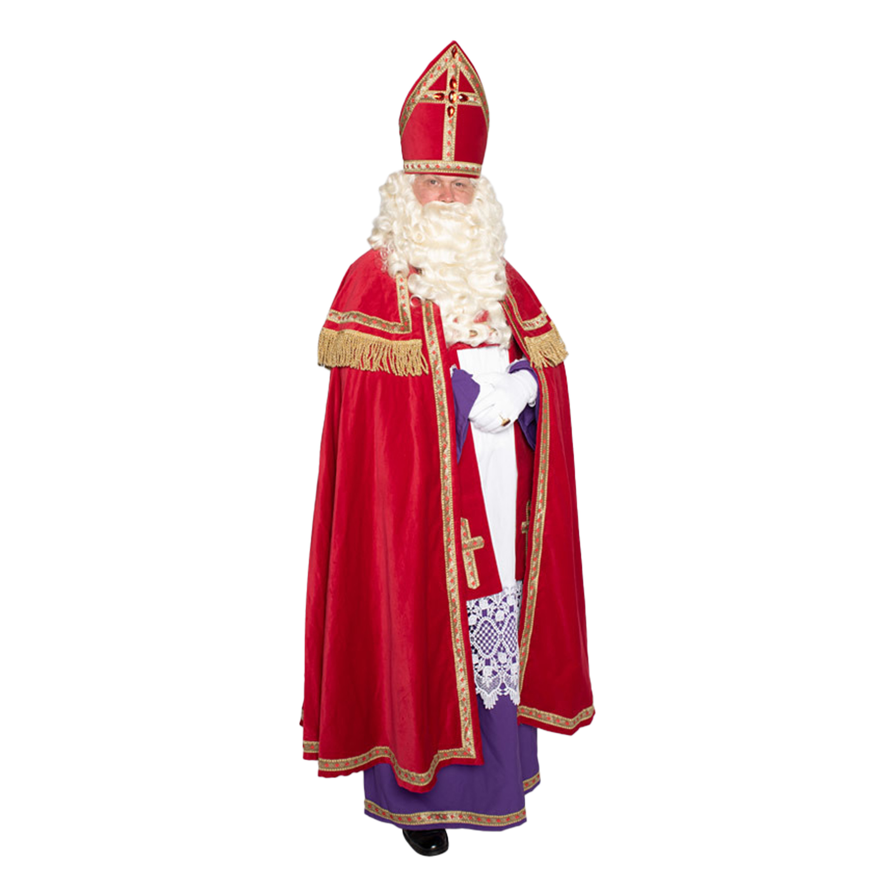 Sinterklaas kostuum - inclusief witte pruik met baard One size -