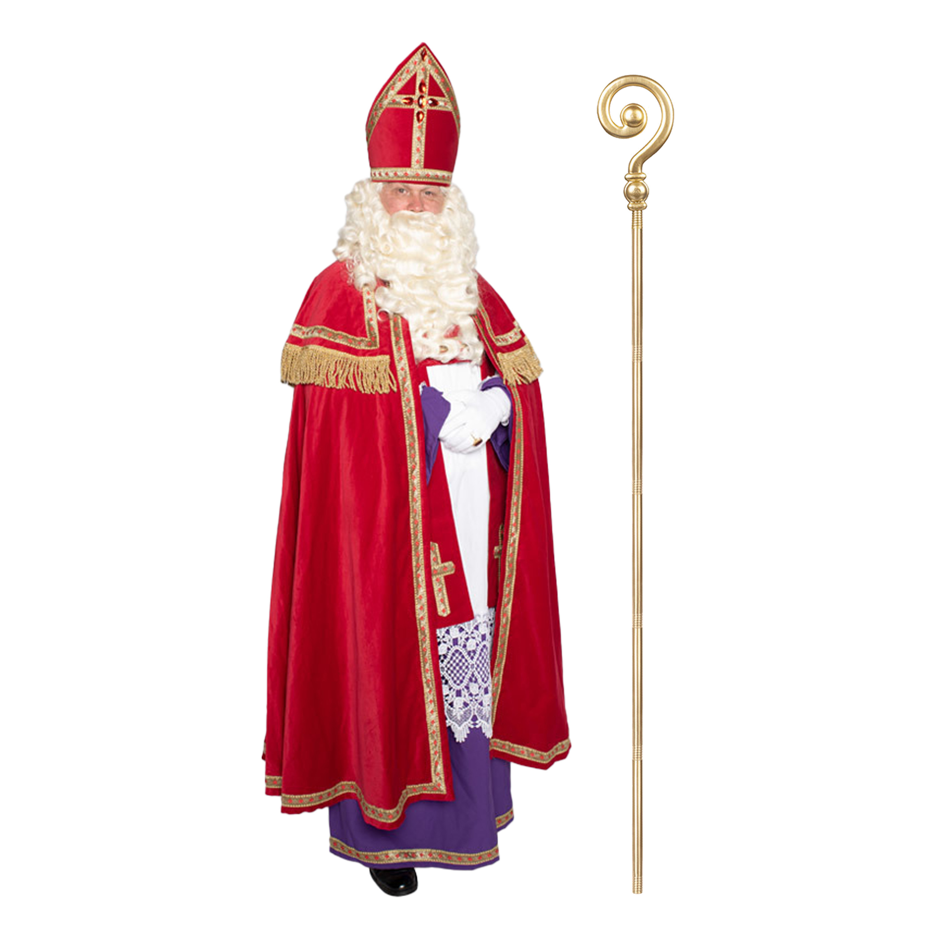 Sinterklaas kostuum - inclusief gouden staf 185 cm One size -