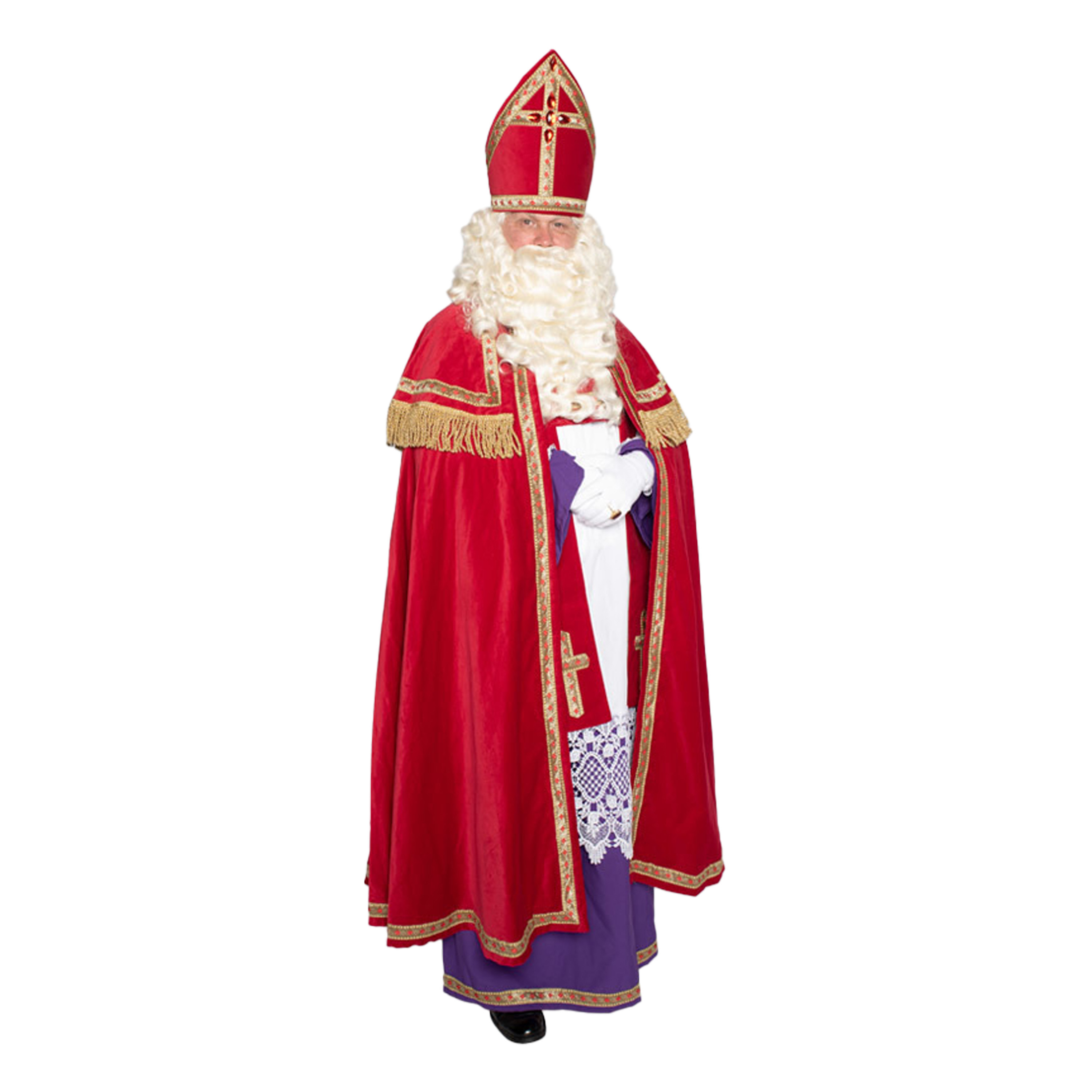 Sinterklaas kostuum - inclusief witte handschoenen kort One size -