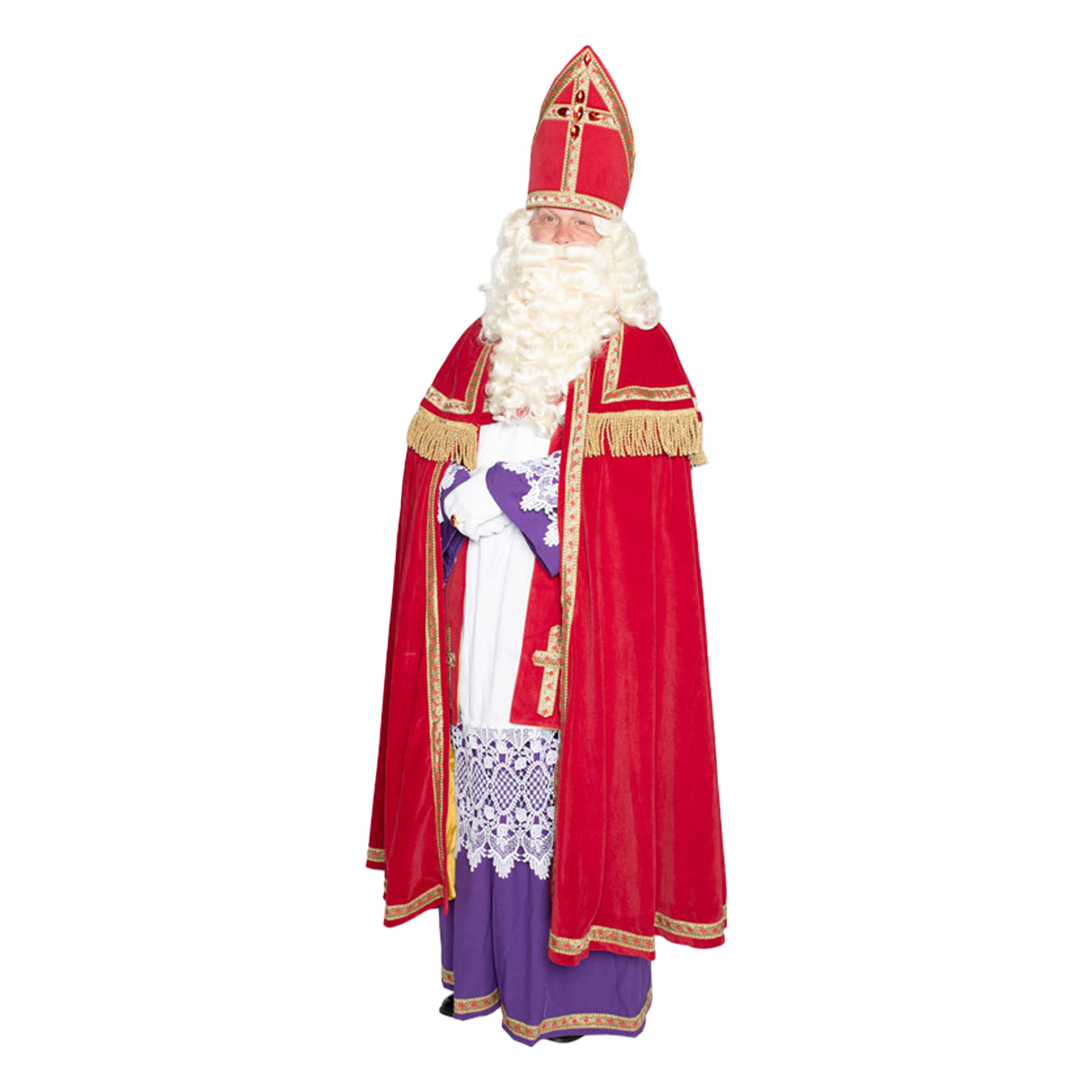 Sinterklaas kostuum - inclusief witte pruik met baard One size -