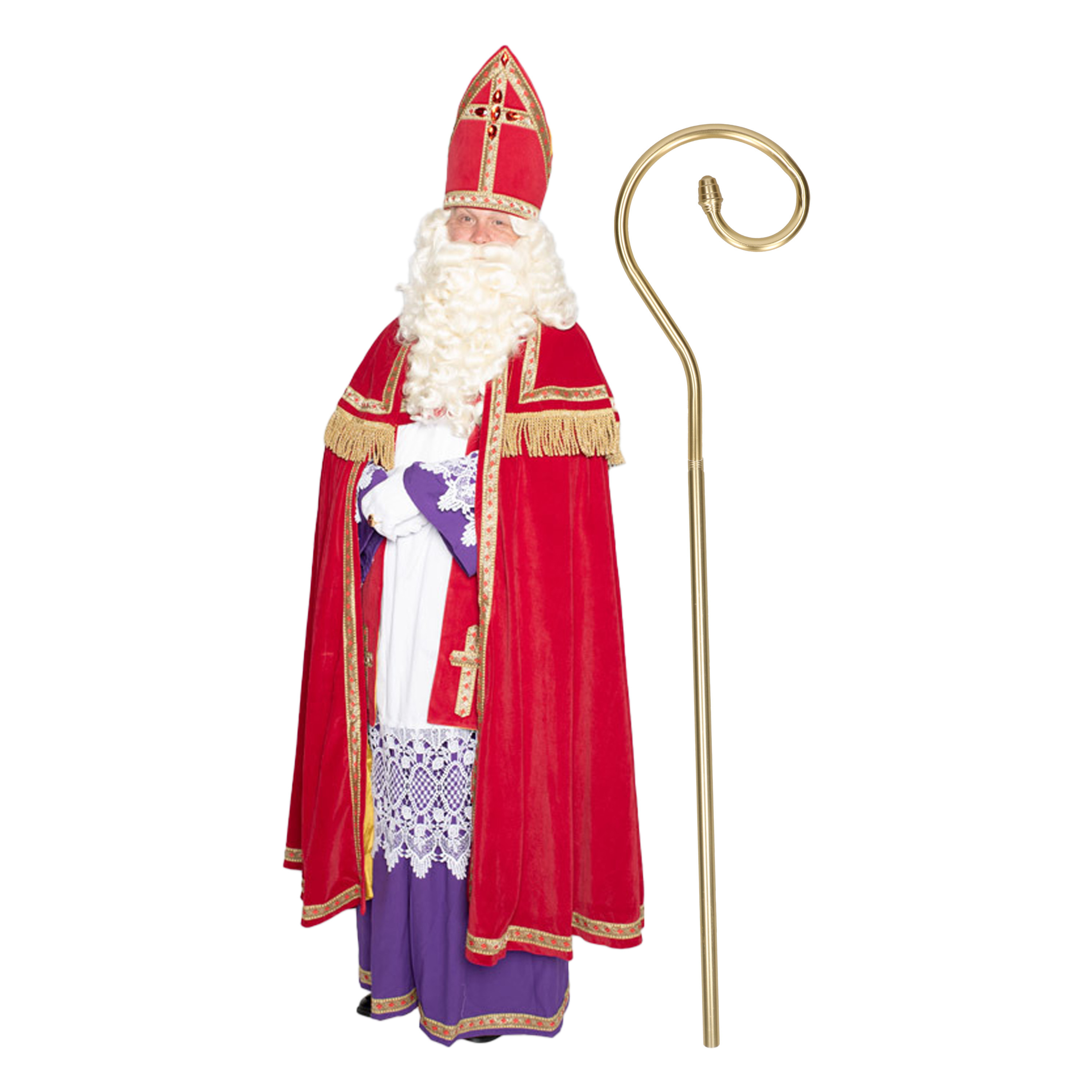 Sinterklaas kostuum - inclusief luxe krul staf 203 cm One size -