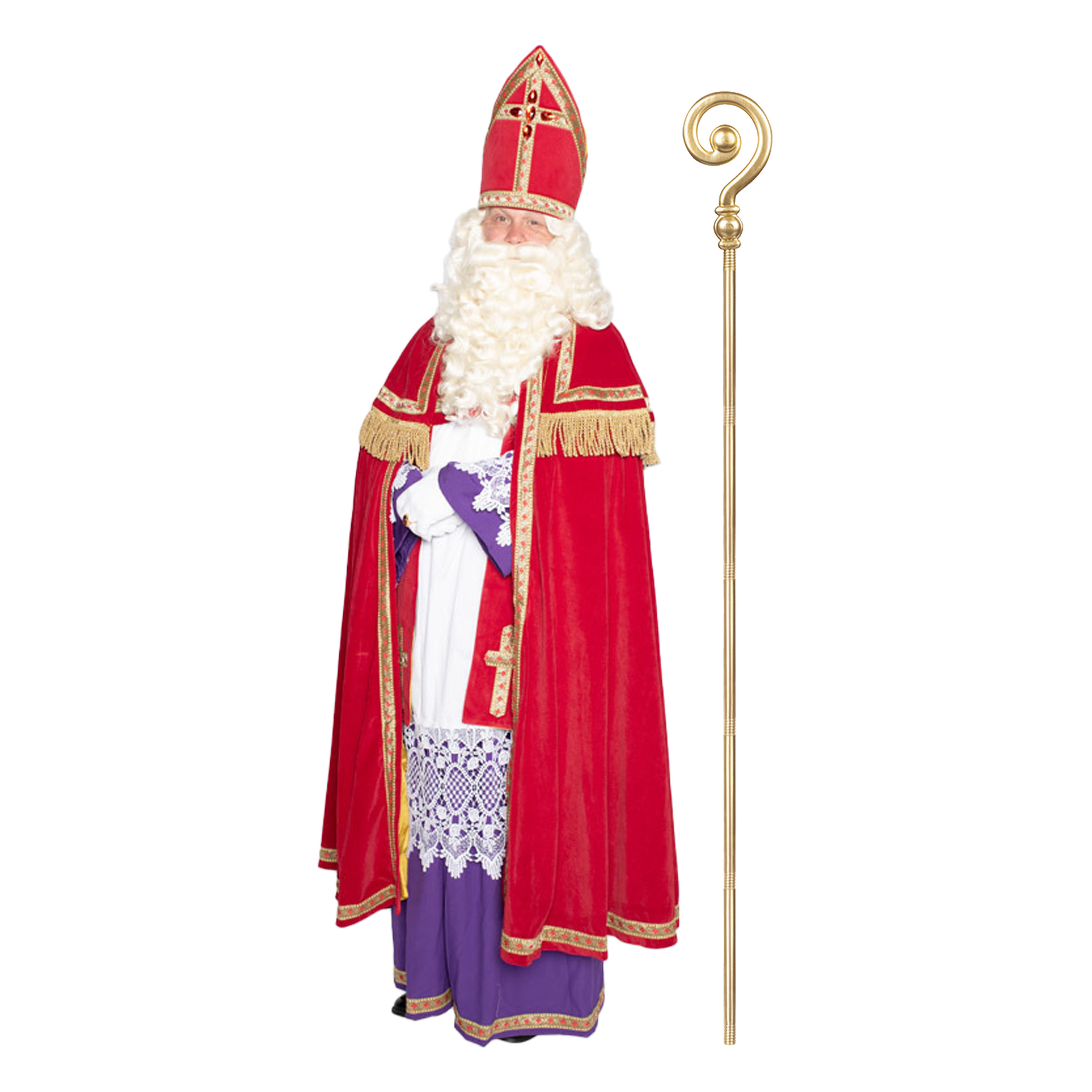 Sinterklaas kostuum - inclusief gouden staf 185 cm One size -