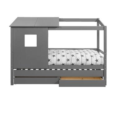 Bed Ties met bedverhoger en opzetdak - antraciet - 90x200 cm - Leen Bakker
