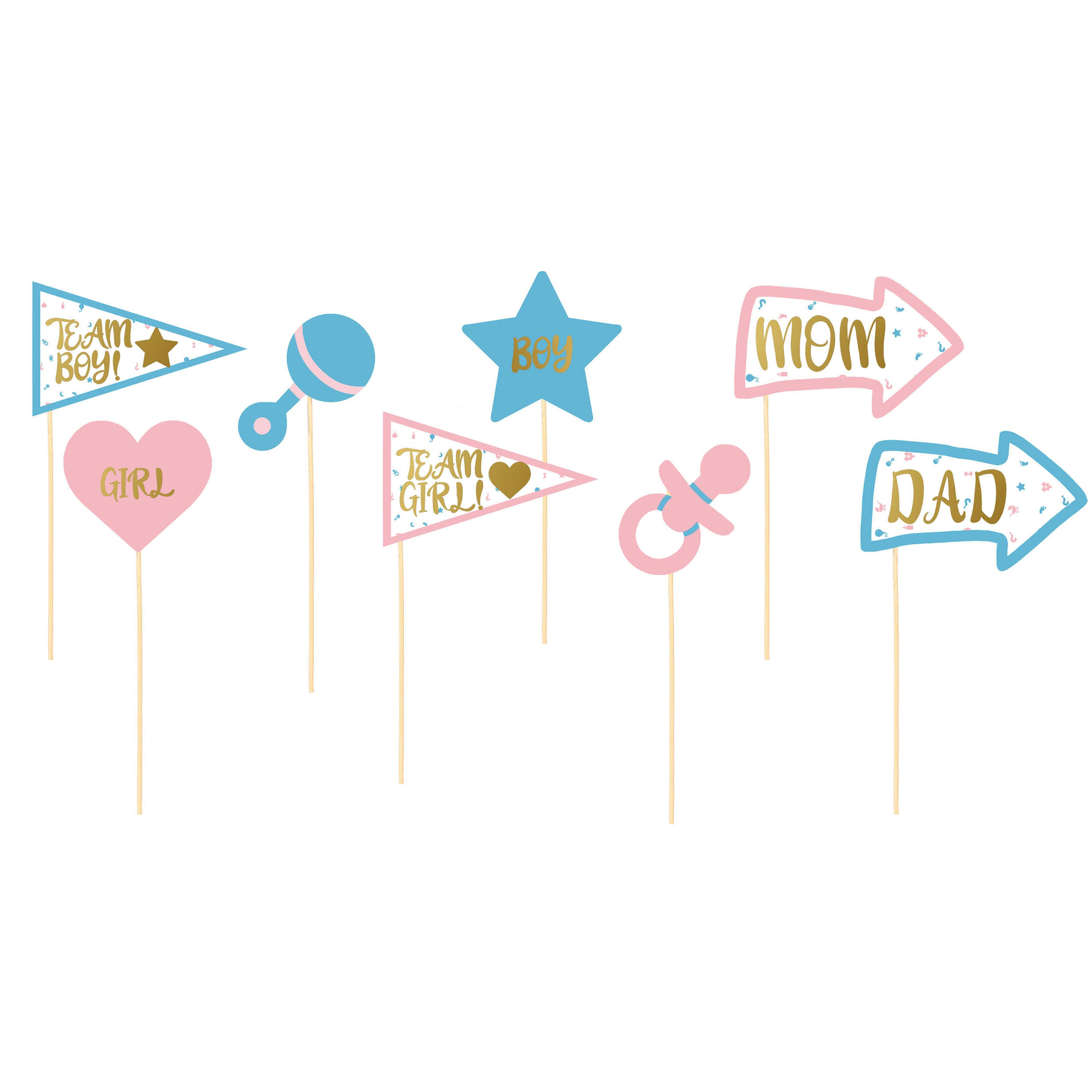 Gender reveal foto prop set - 8-delig - jongen/meisje babyshower thema feest - photo booth -
