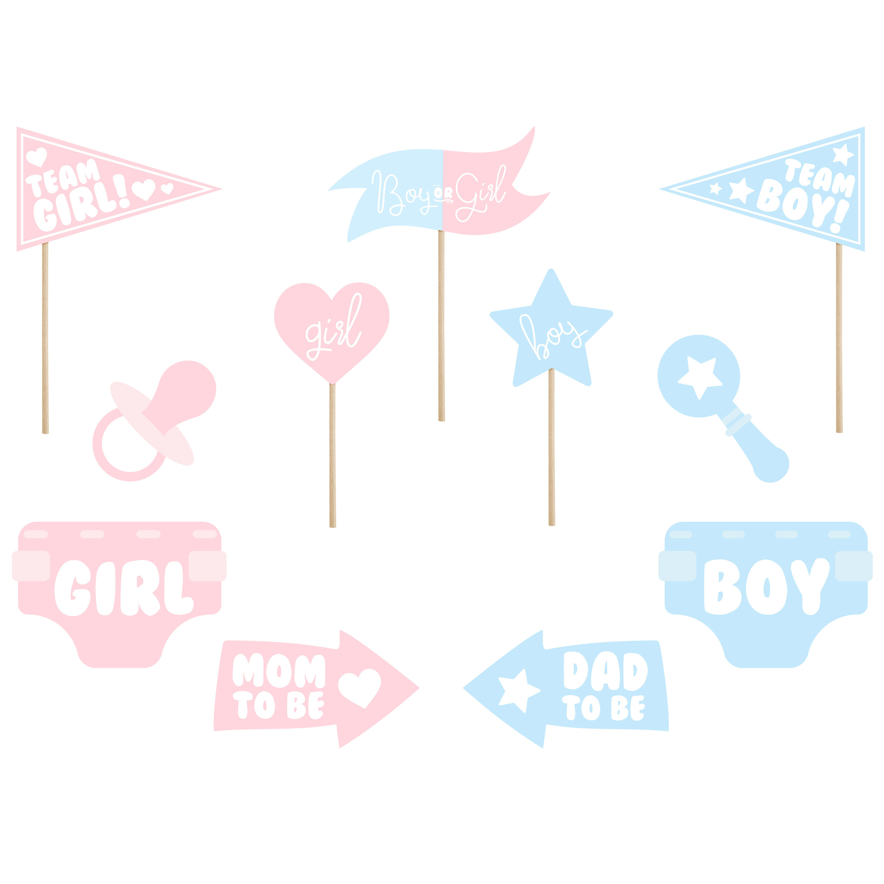 Gender reveal foto prop set - 11-delig - jongen/meisje babyshower thema feest - photo booth -