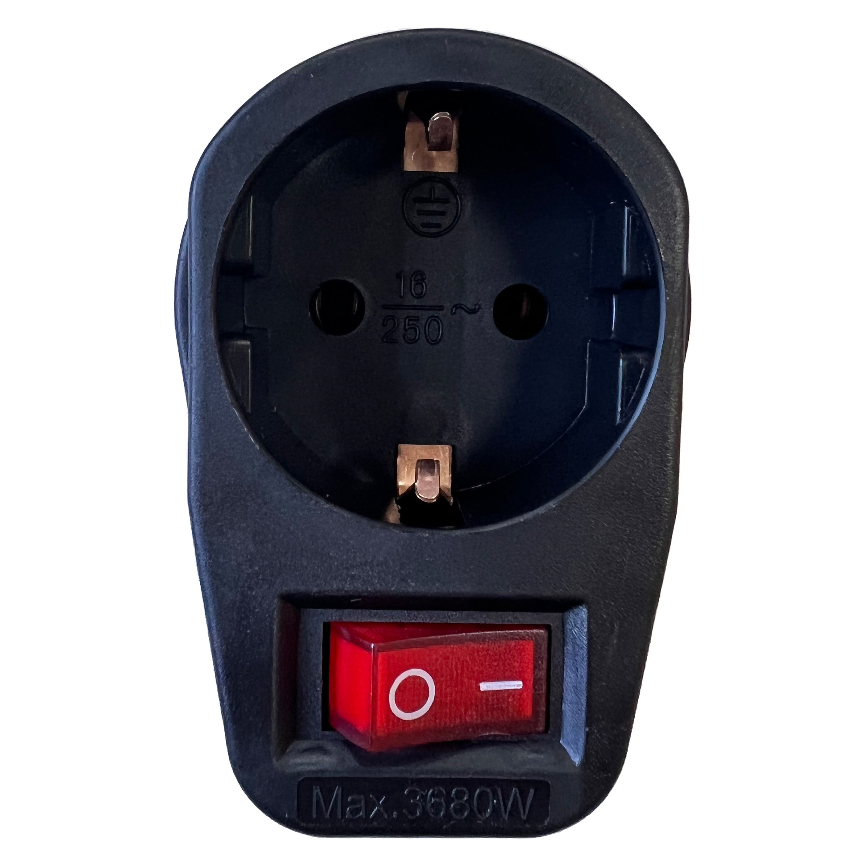 Stopcontact adapter - zwart - met randaarde en schakelaar - verdeelstekkers -