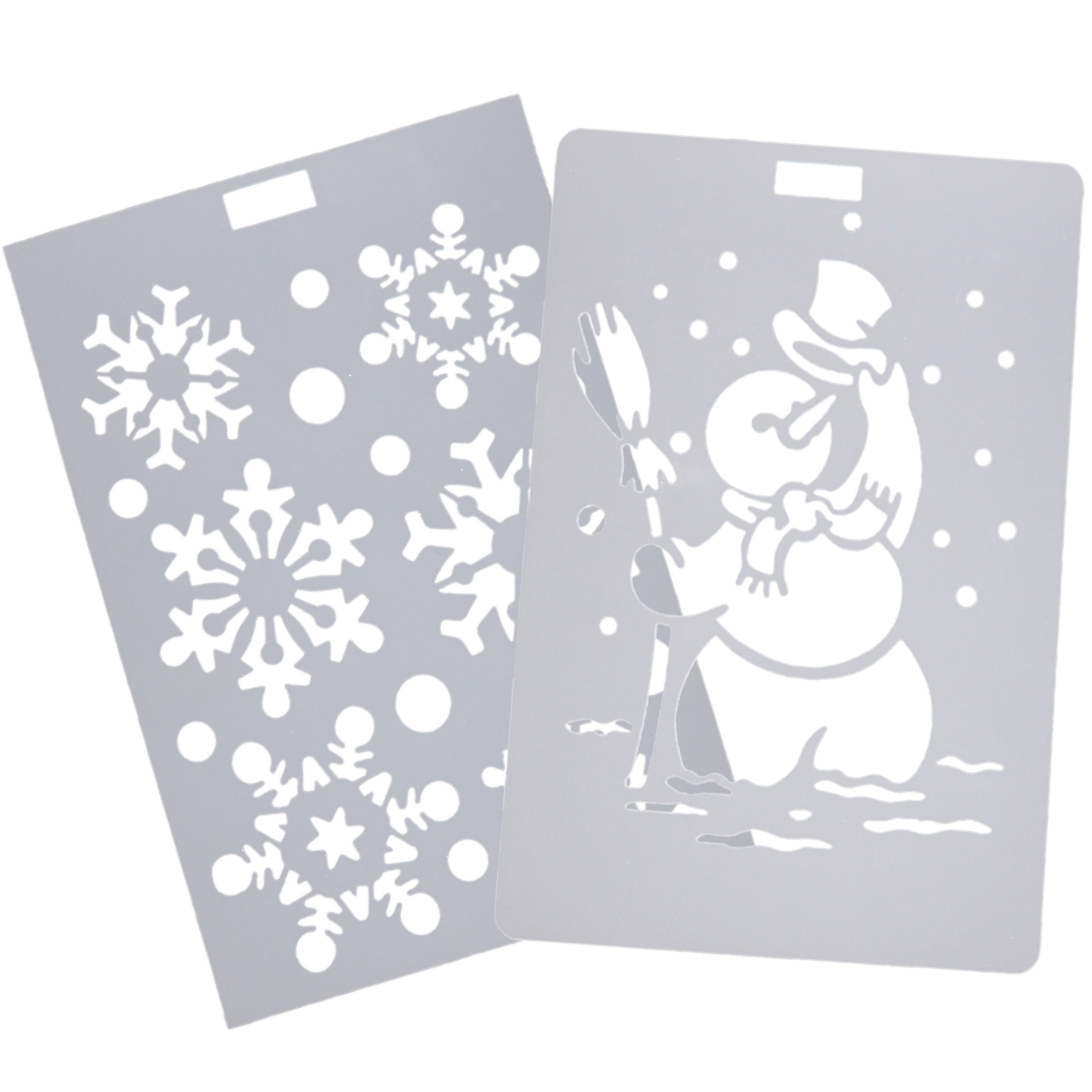 Kerst raamsjablonen - 2x st - sneeuwpop en sneeuwvlokken - raamversiering -