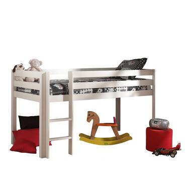 Vipack halfhoogslaper Pino met bureau en boekenkast - wit - 114x105,4x209,4 cm - Leen Bakker