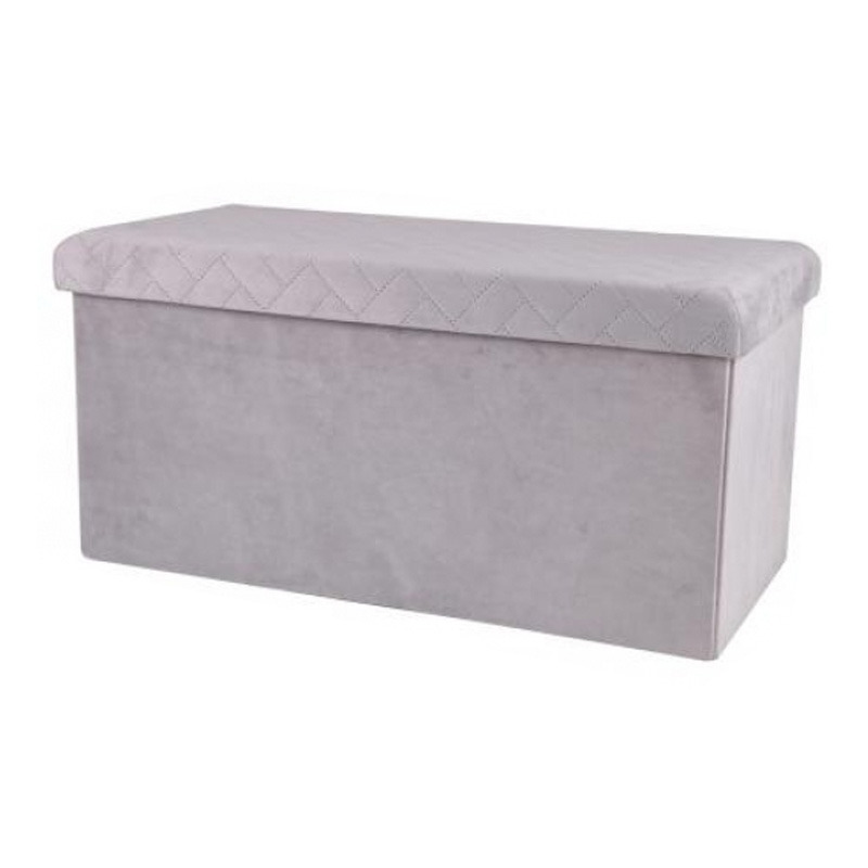 Hocker bank - poef XXL - opbergbox - lichtgrijs - polyester/mdf - 76 x 38 x 38 cm - opvouwbaar -