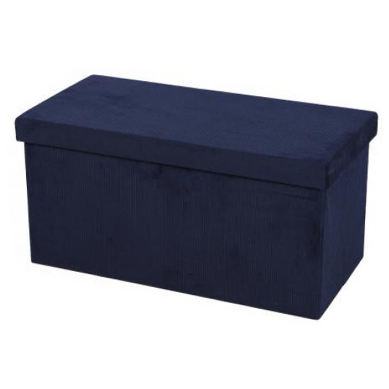 Hocker bank - poef XXL - opbergbox - donkerblauw - polyester/mdf - 76 x 38 x 38 cm - opvouwbaar -