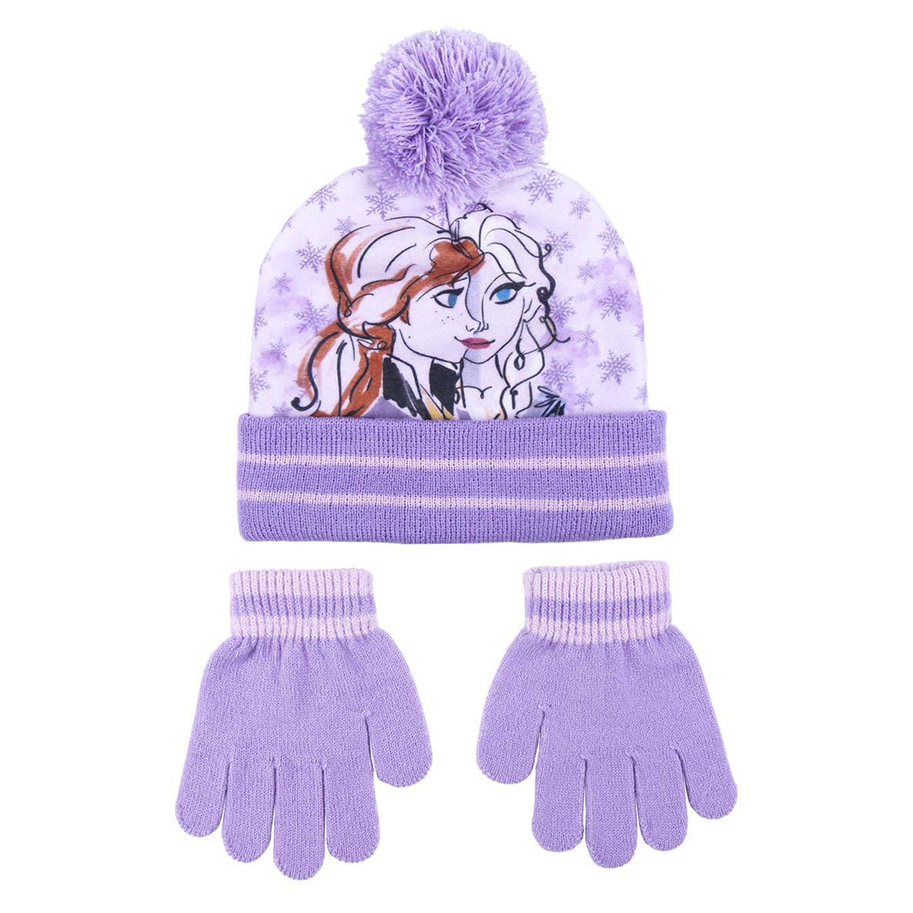 Disney Frozen winterset 2-delig - muts/handschoenen - lila - voor kinderen -