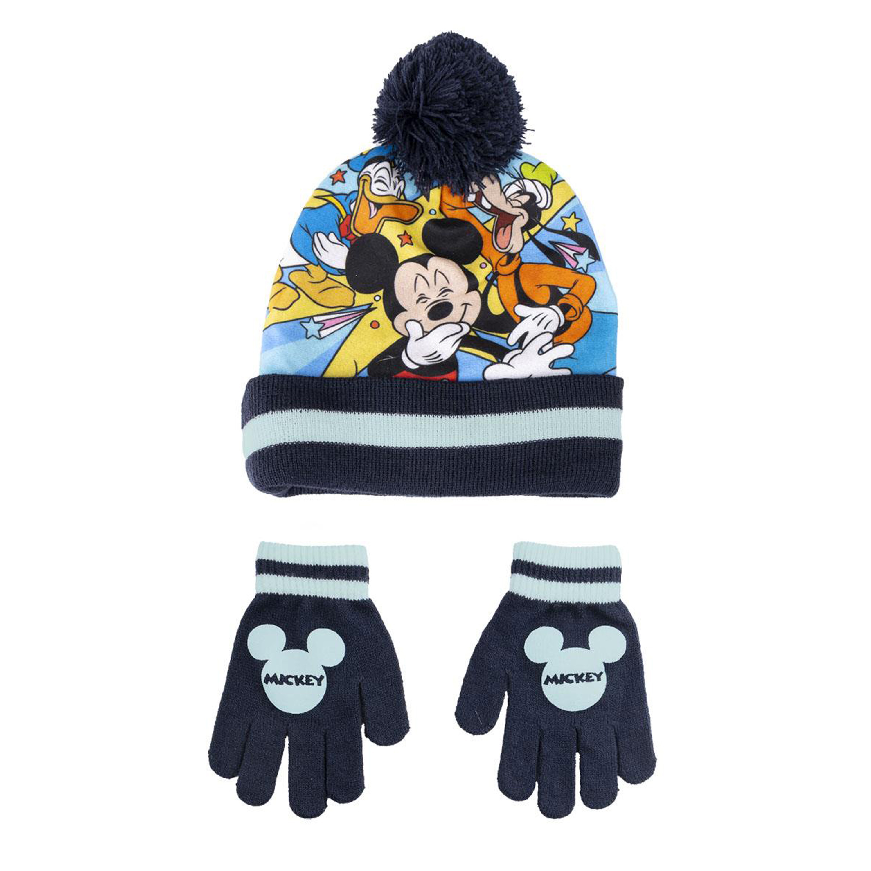Disney Mickey Mouse 2-delig winterset - muts/handschoenen - zwart - voor kinderen -