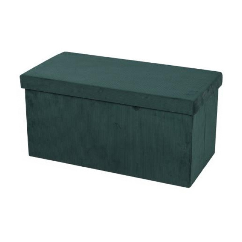 Hocker bank - poef XXL - opbergbox - smaragd groen - polyester/mdf - 76 x 38 x 38 cm - opvouwbaar -