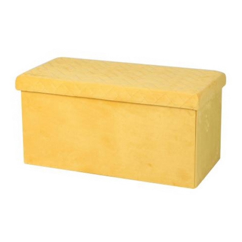 Hocker bank - poef XXL - opbergbox - geel - polyester/mdf - 76 x 38 x 38 cm - opvouwbaar -