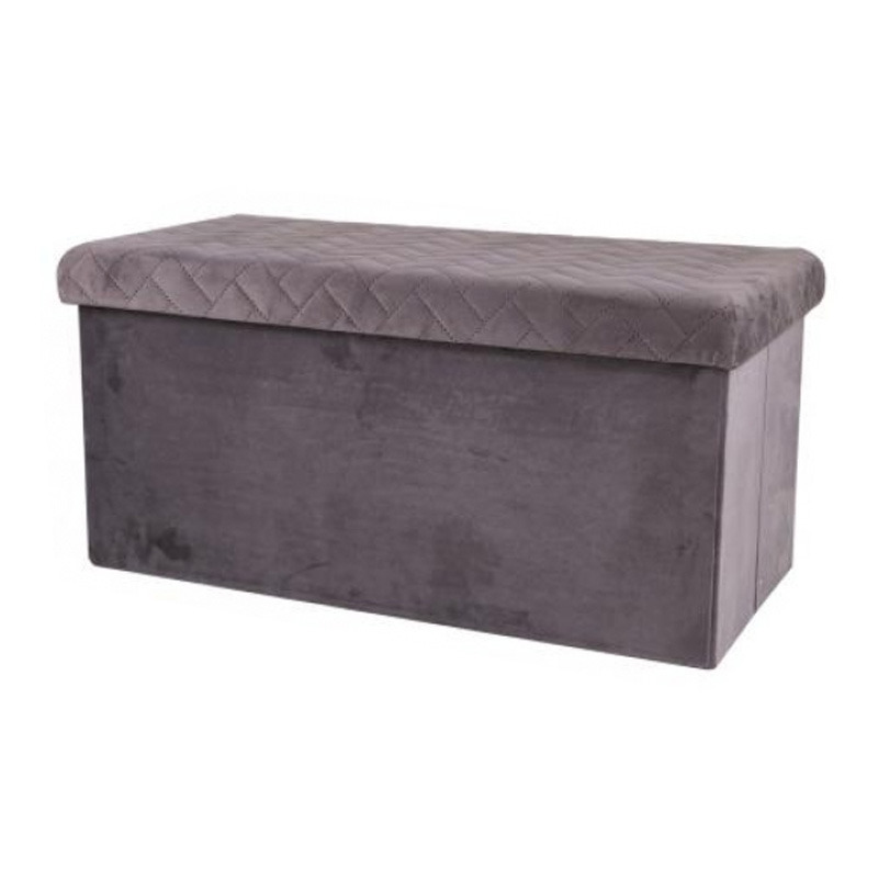 Hocker bank - poef XXL - opbergbox - donkergrijs - polyester/mdf - 76 x 38 x 38 cm - opvouwbaar -