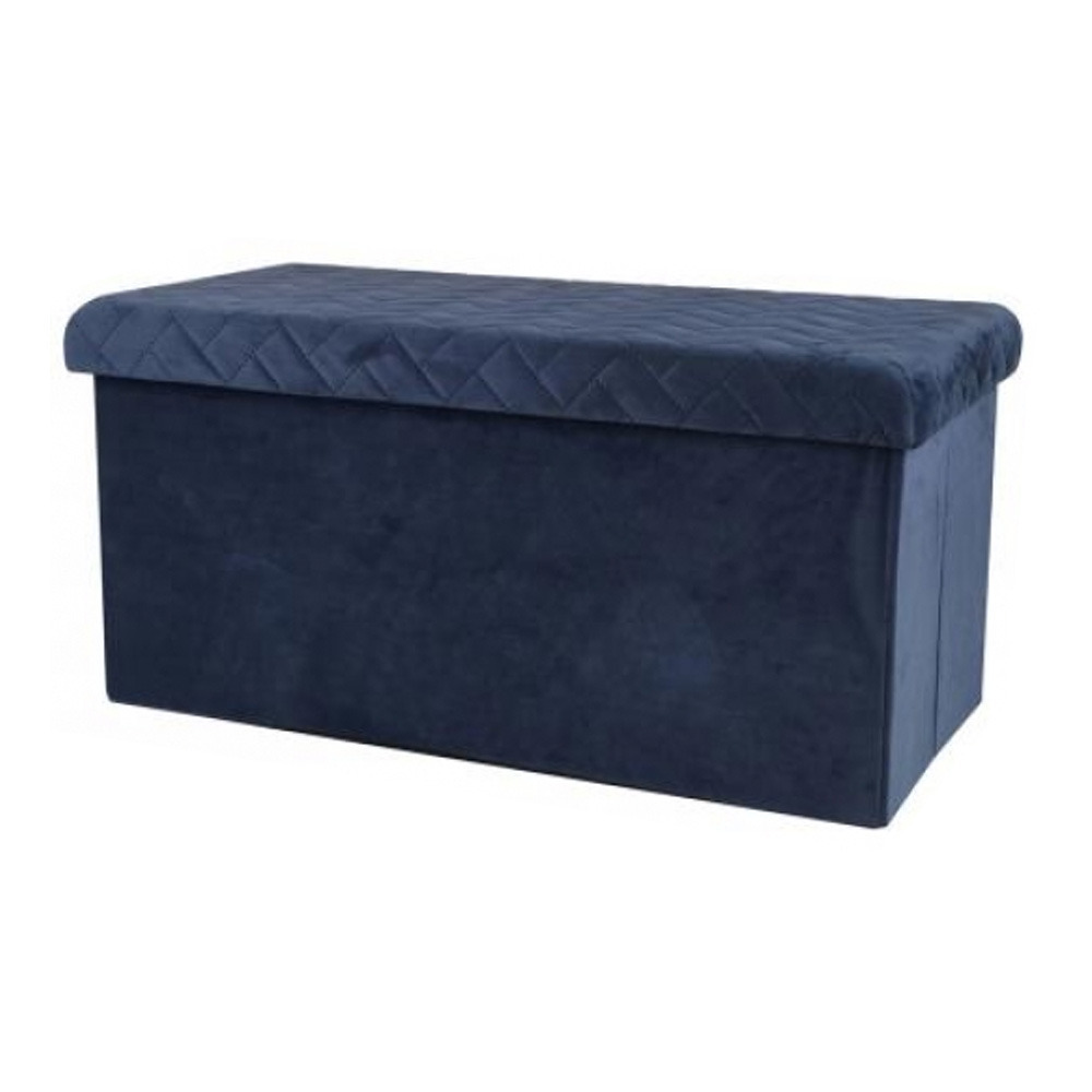 Hocker bank - poef XXL - opbergbox - donkerblauw - polyester/mdf - 76 x 38 x 38 cm - opvouwbaar -