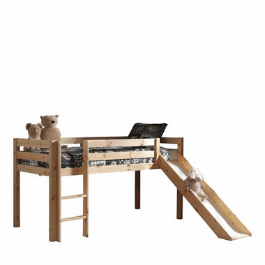 Vipack halfhoogslaper Pino met glijbaan - grenenhout - 90x200 cm - Leen Bakker