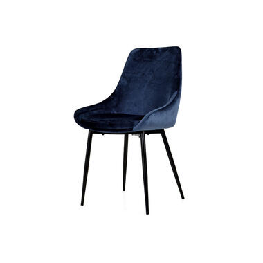 Tenzo eetkamerstoel Lex (2 stuks) - velvet - donkerblauw - Leen Bakker